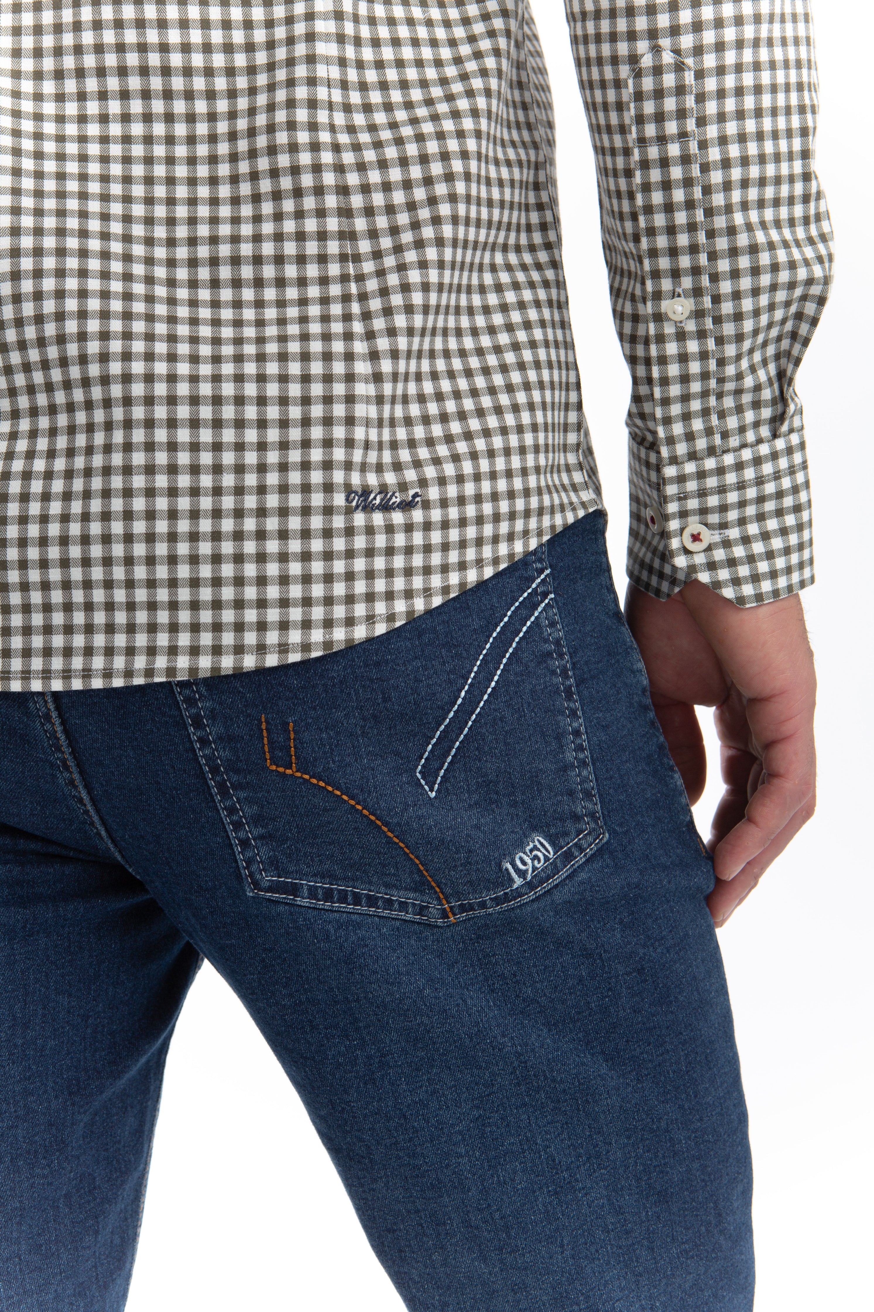 Camisa Cuadro en Espiga Verde Botella