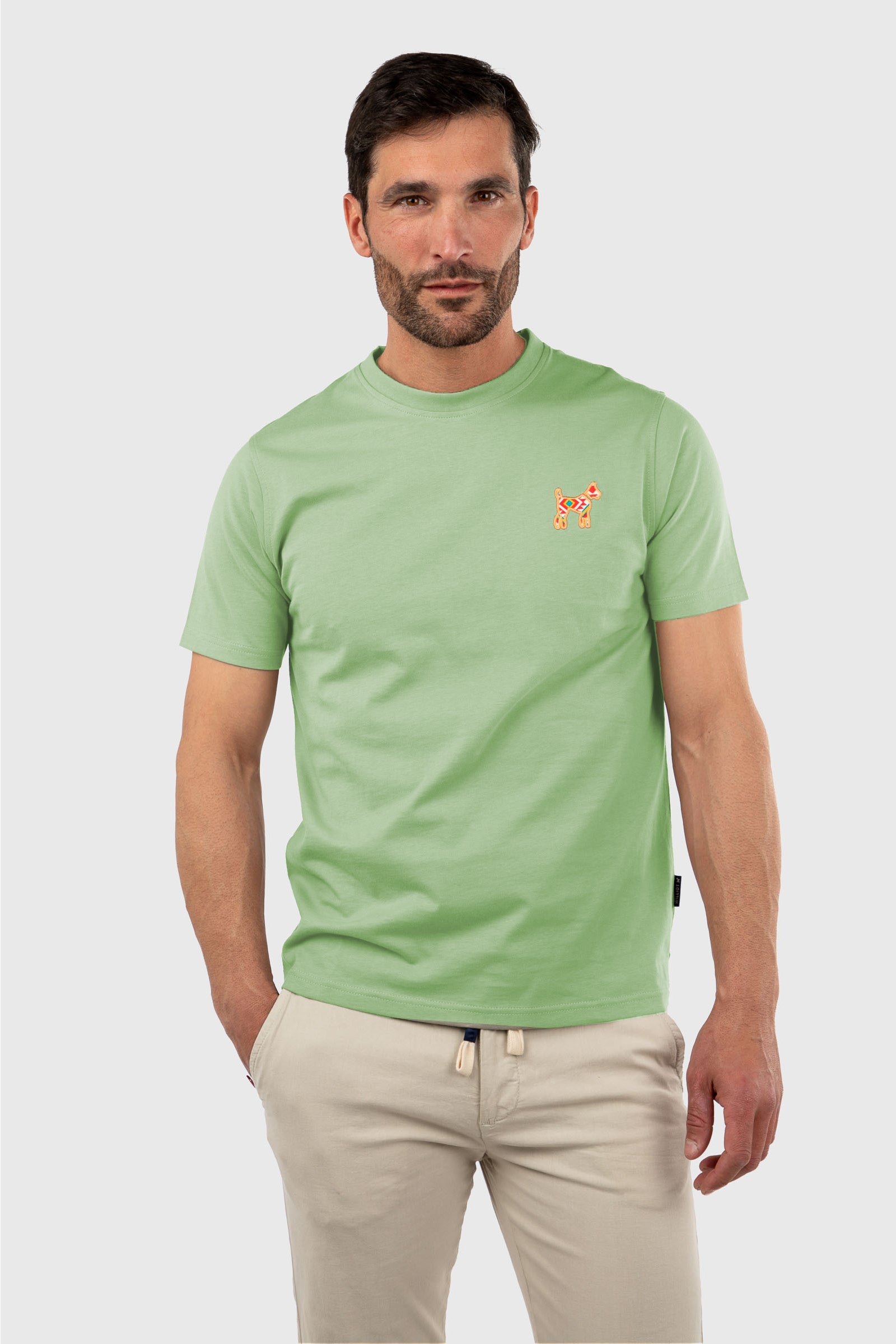 Camiseta Khaki Con Logos Étnicos