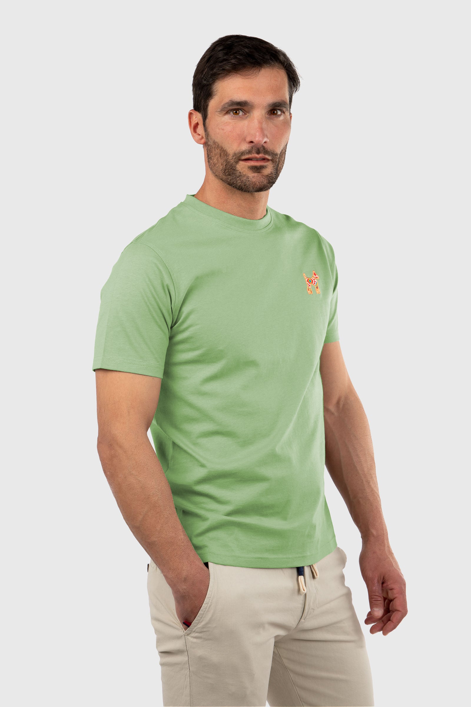 Camiseta Khaki Con Logos Étnicos