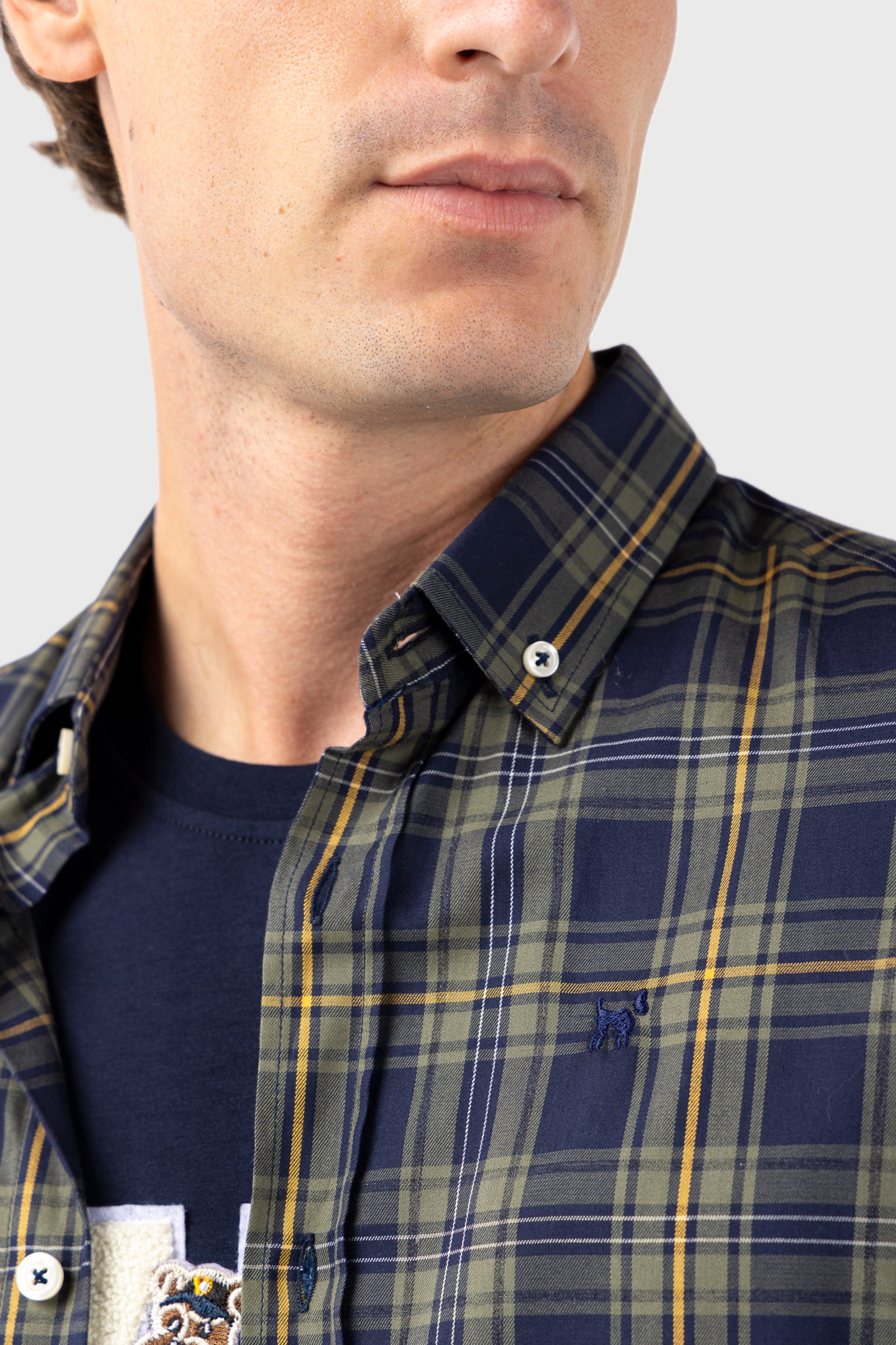 Camisa Tartán Marino Khaki