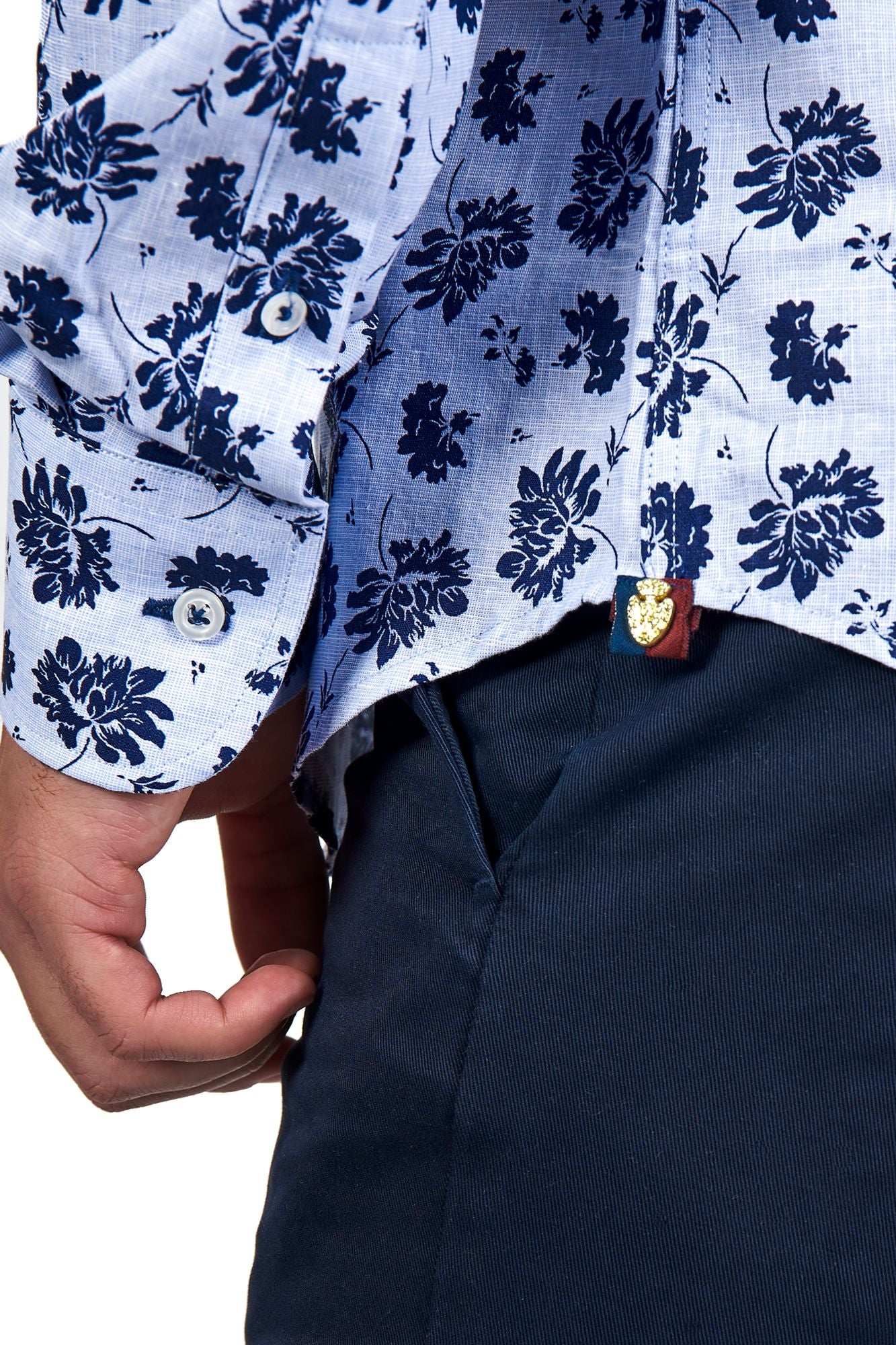 Camisa Lino Flor Marino