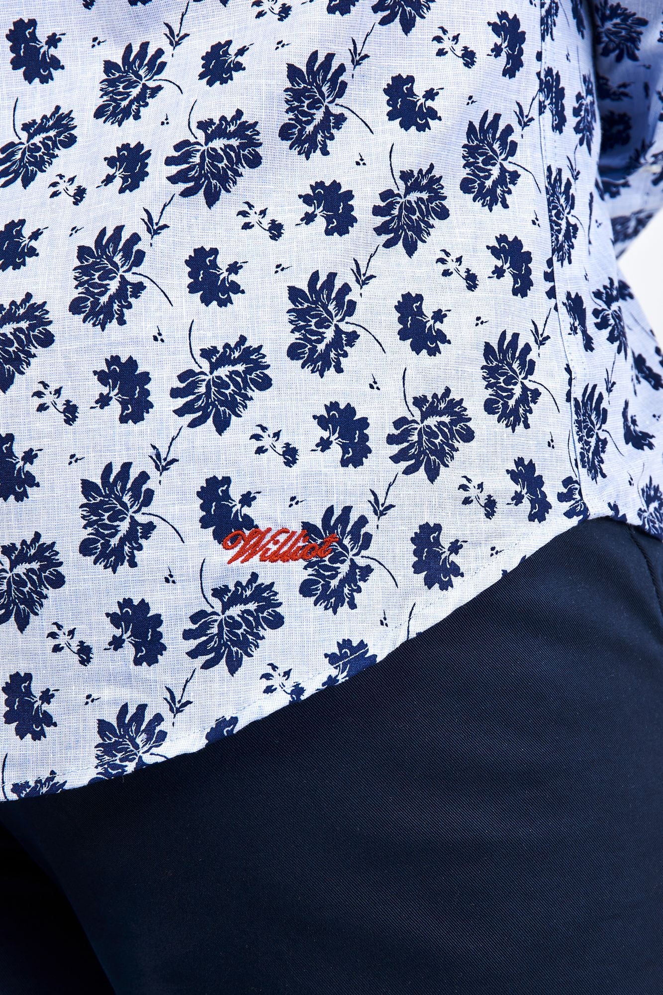 Camisa Lino Flor Marino