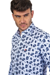 Camisa Lino Flor Marino