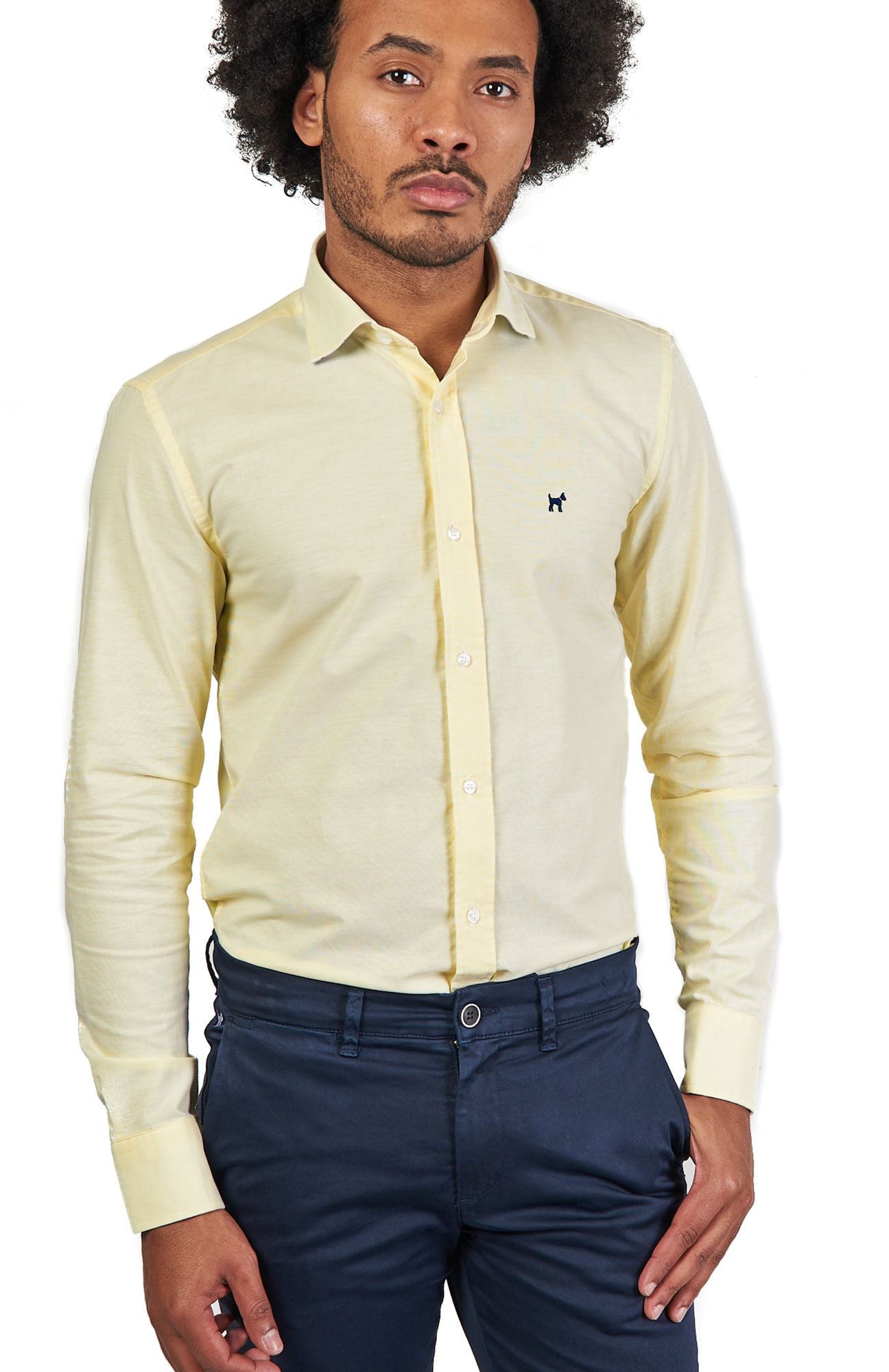 Camisa Oxford Escudo Amarillo Slim Fit