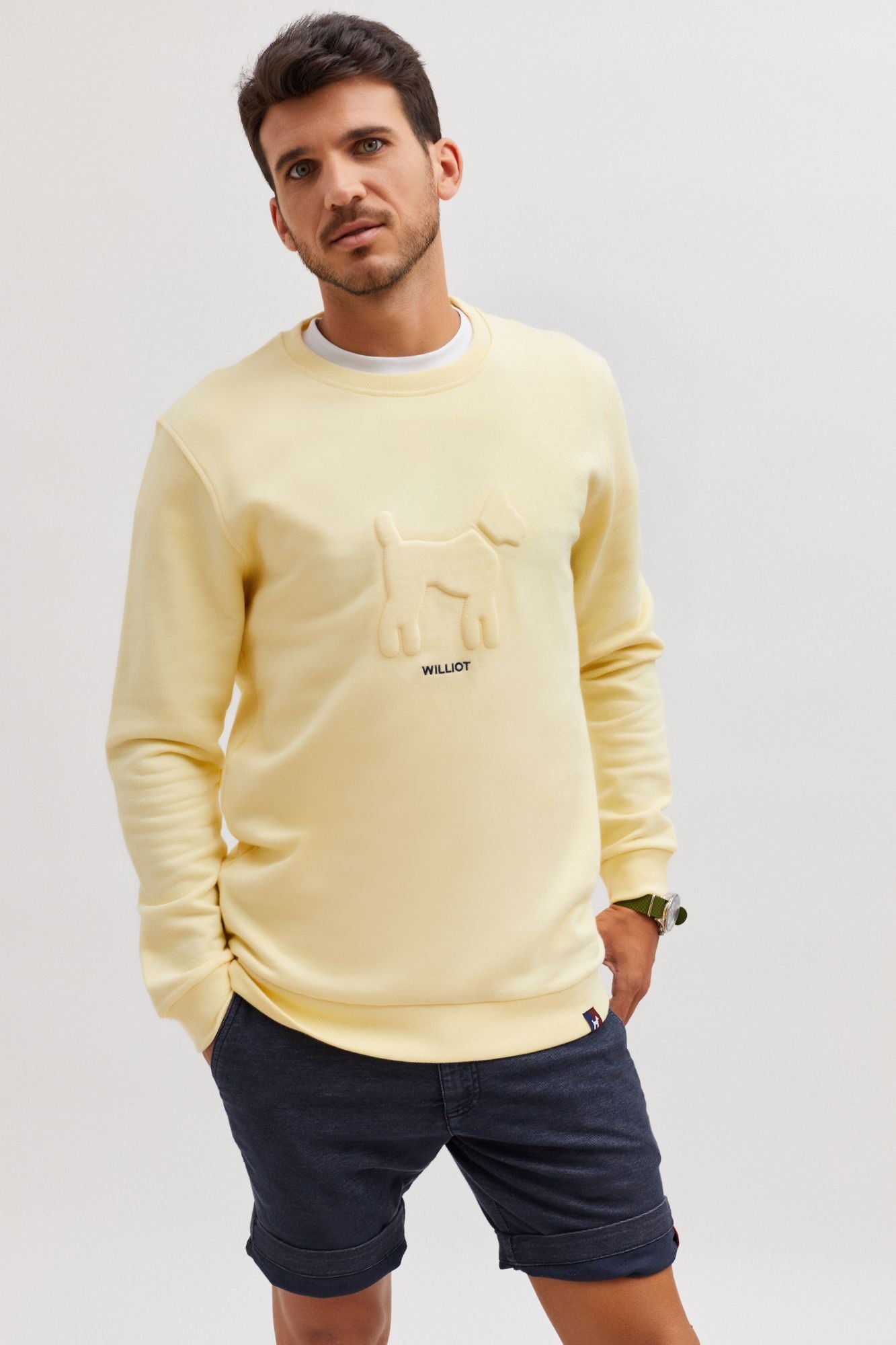 Sudadera Doggy Relieve Amarillo Suave
