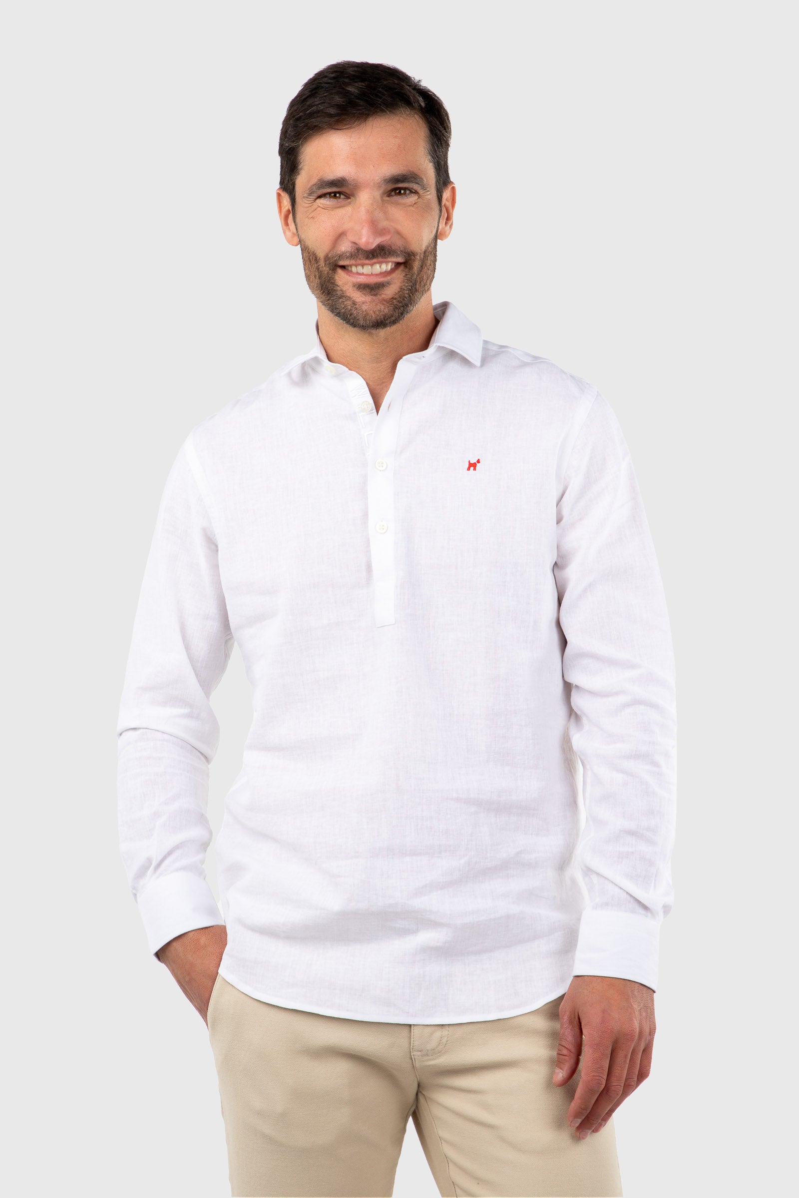 Camisa Polera Lino Blanca