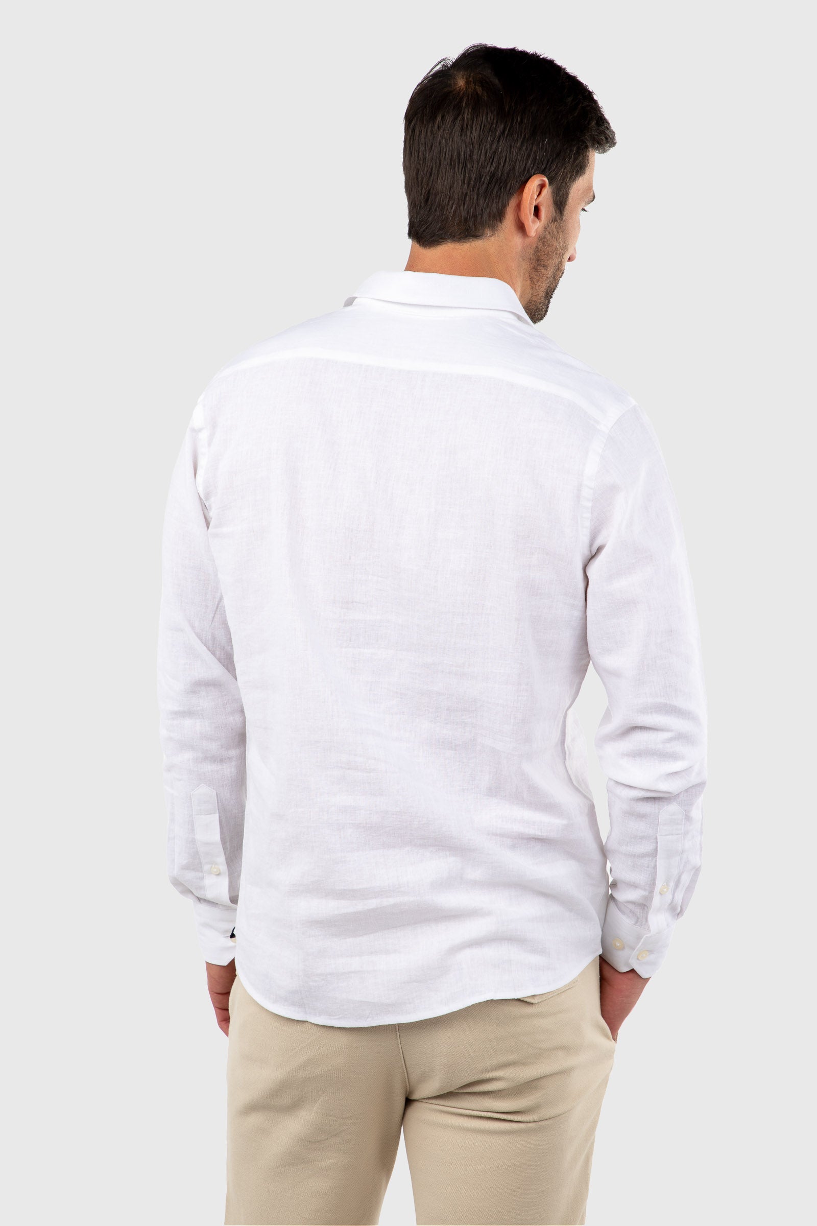 Camisa Polera Lino Blanca