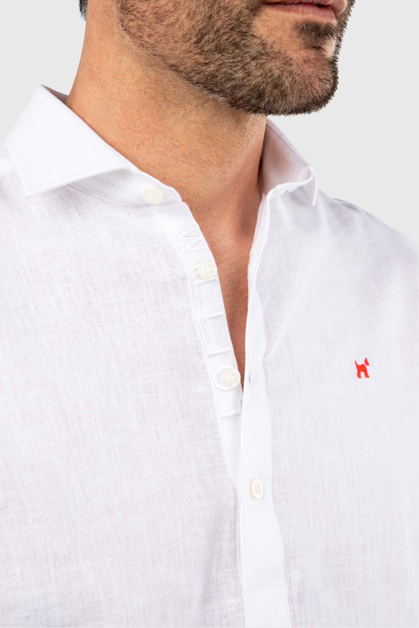 Camisa Polera Lino Blanca