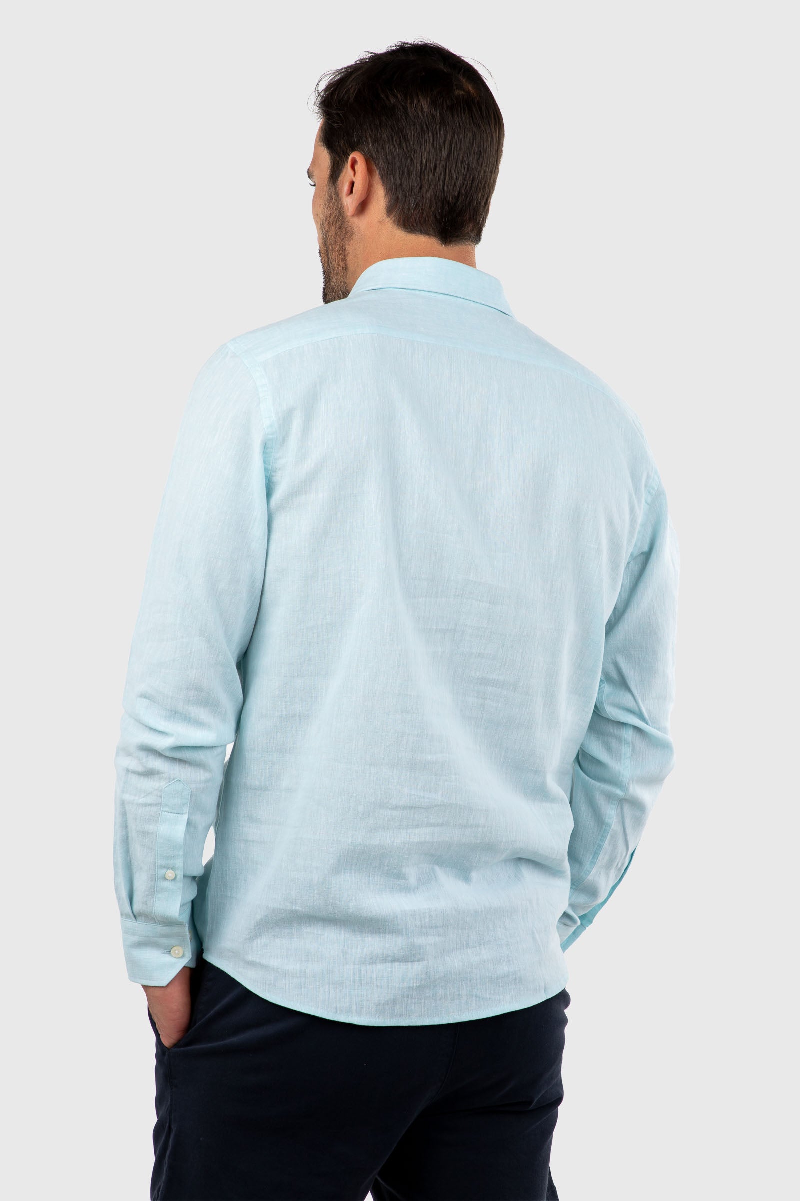 Camisa Polera Lino Turquesa