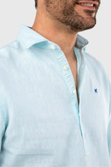 Camisa Polera Lino Turquesa