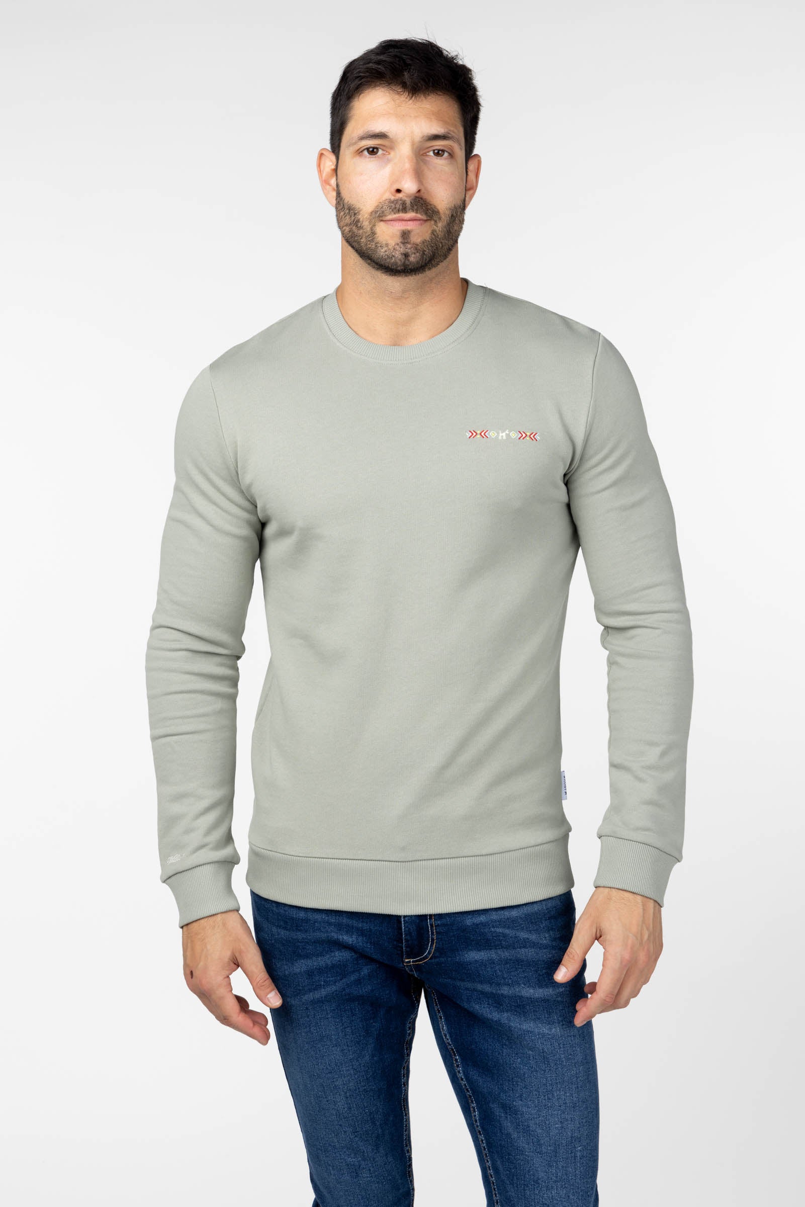 Sudadera Étnica Bordada Verde Khaki