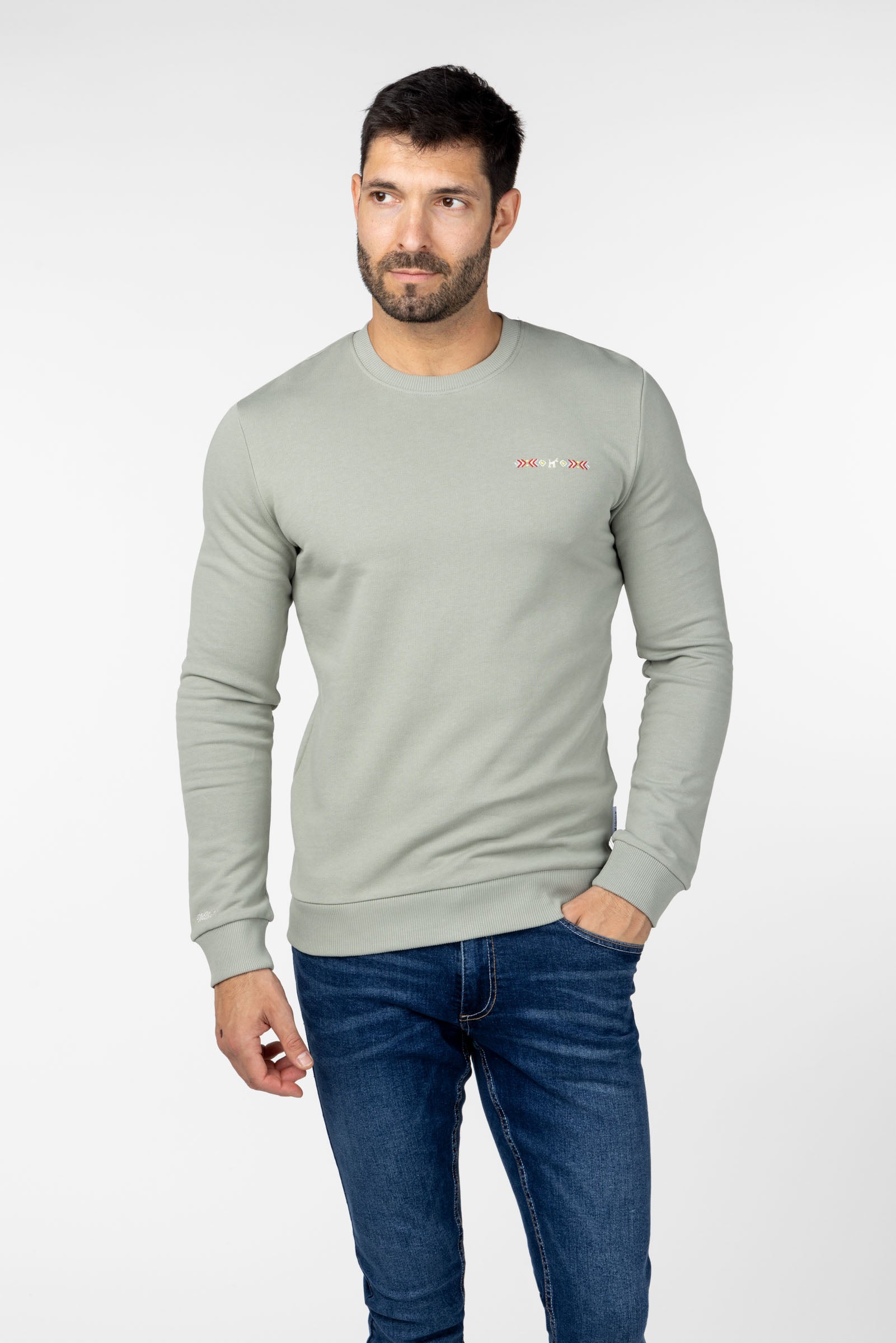 Sudadera Étnica Bordada Verde Khaki