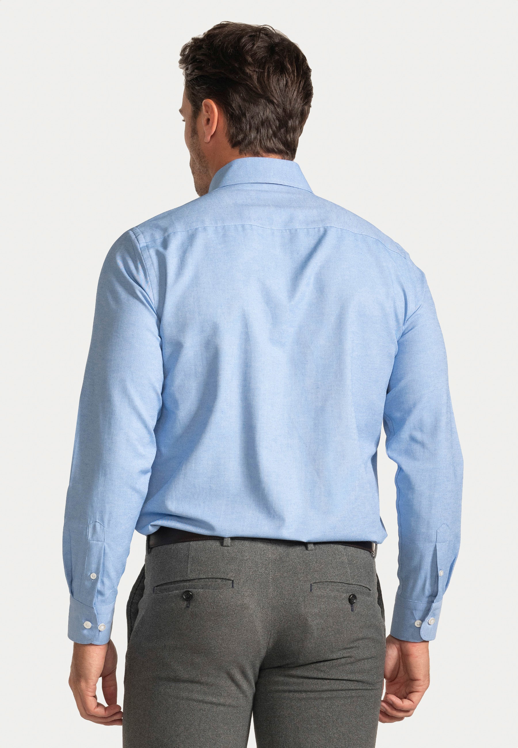 Camisa Oxford Liso Celeste Slim