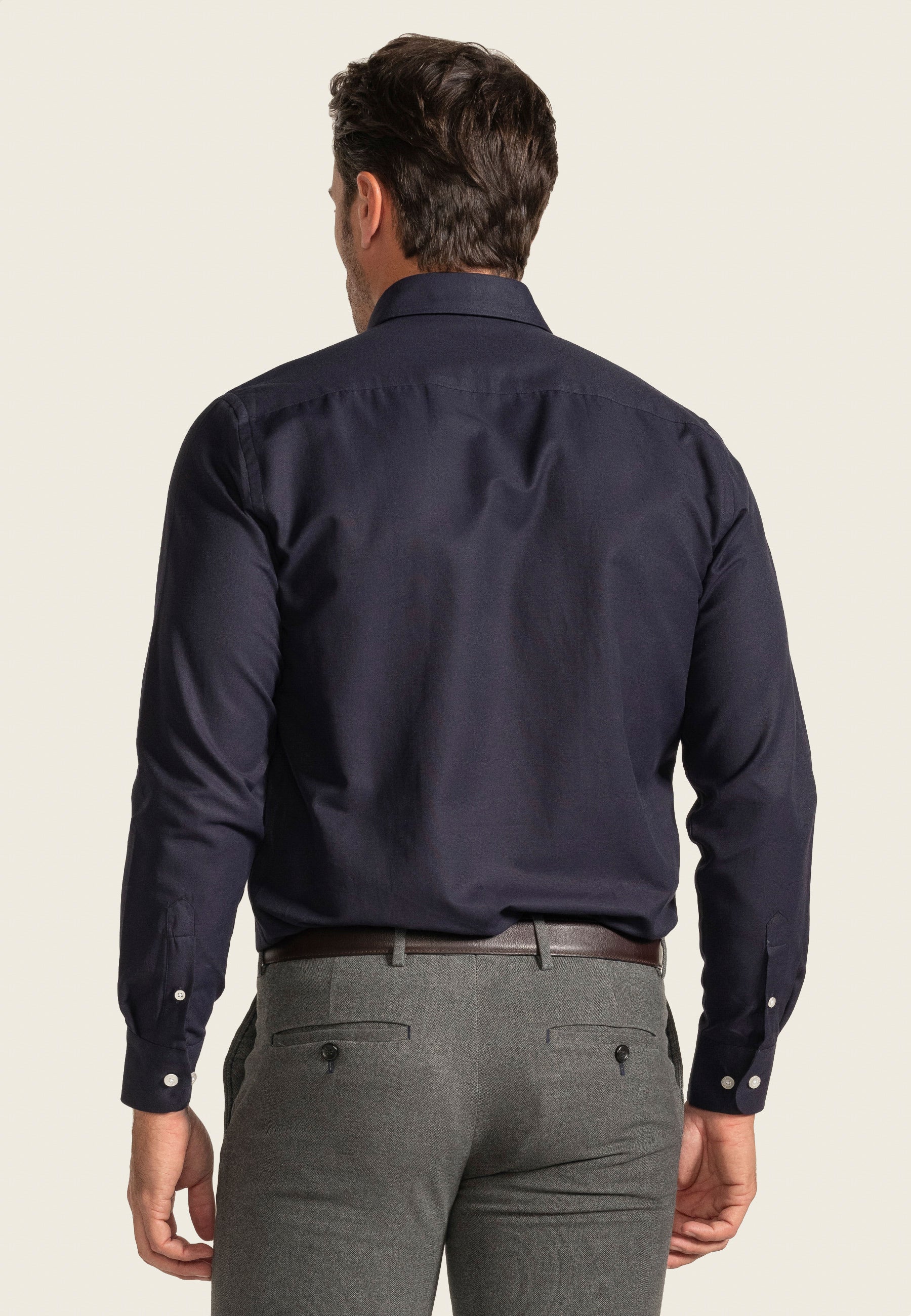 Camisa Oxford Liso Navy Slim