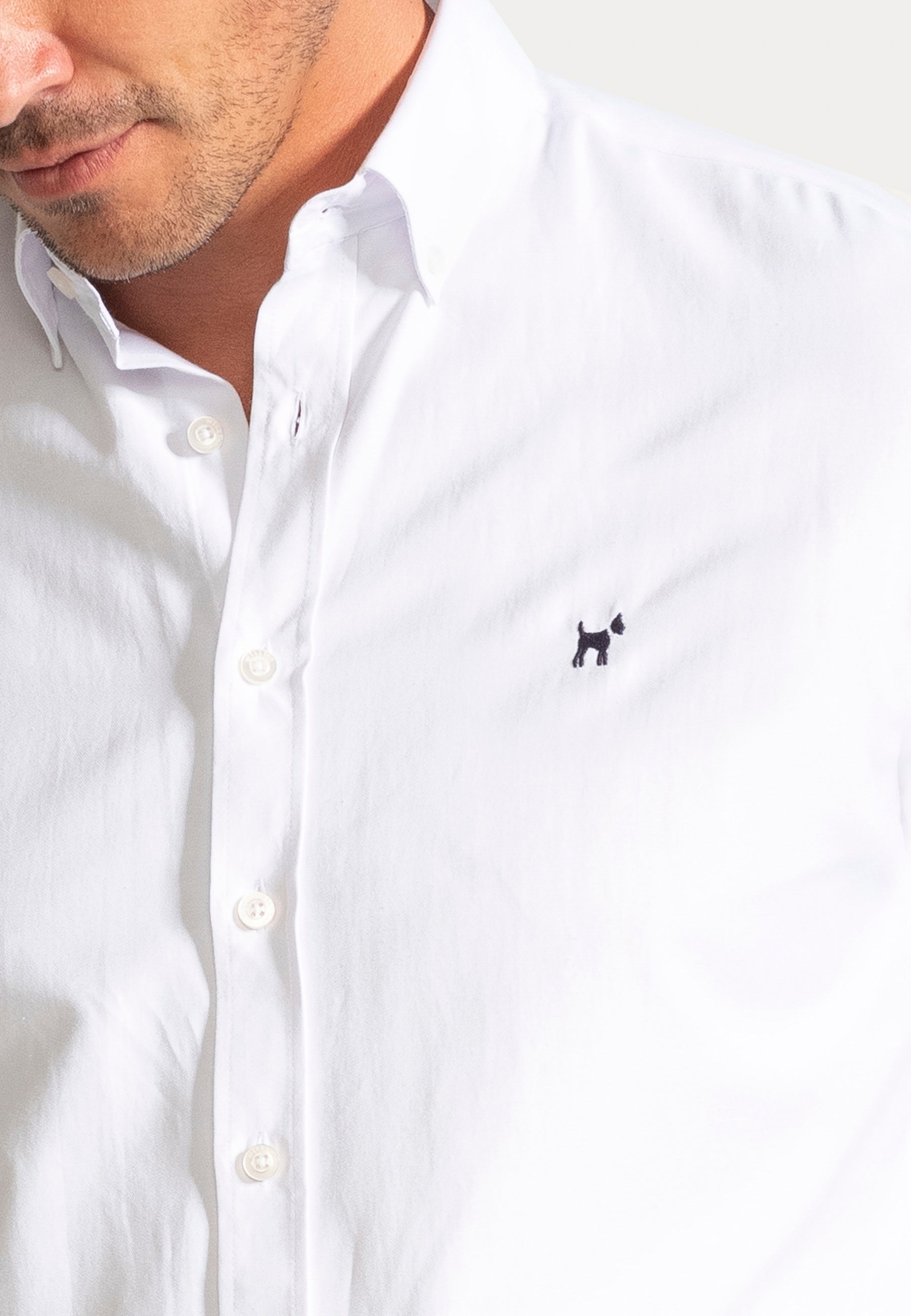 Camisa Oxford Liso Blanco Slim
