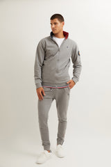 Sudadera con Cremallera Gris Melange