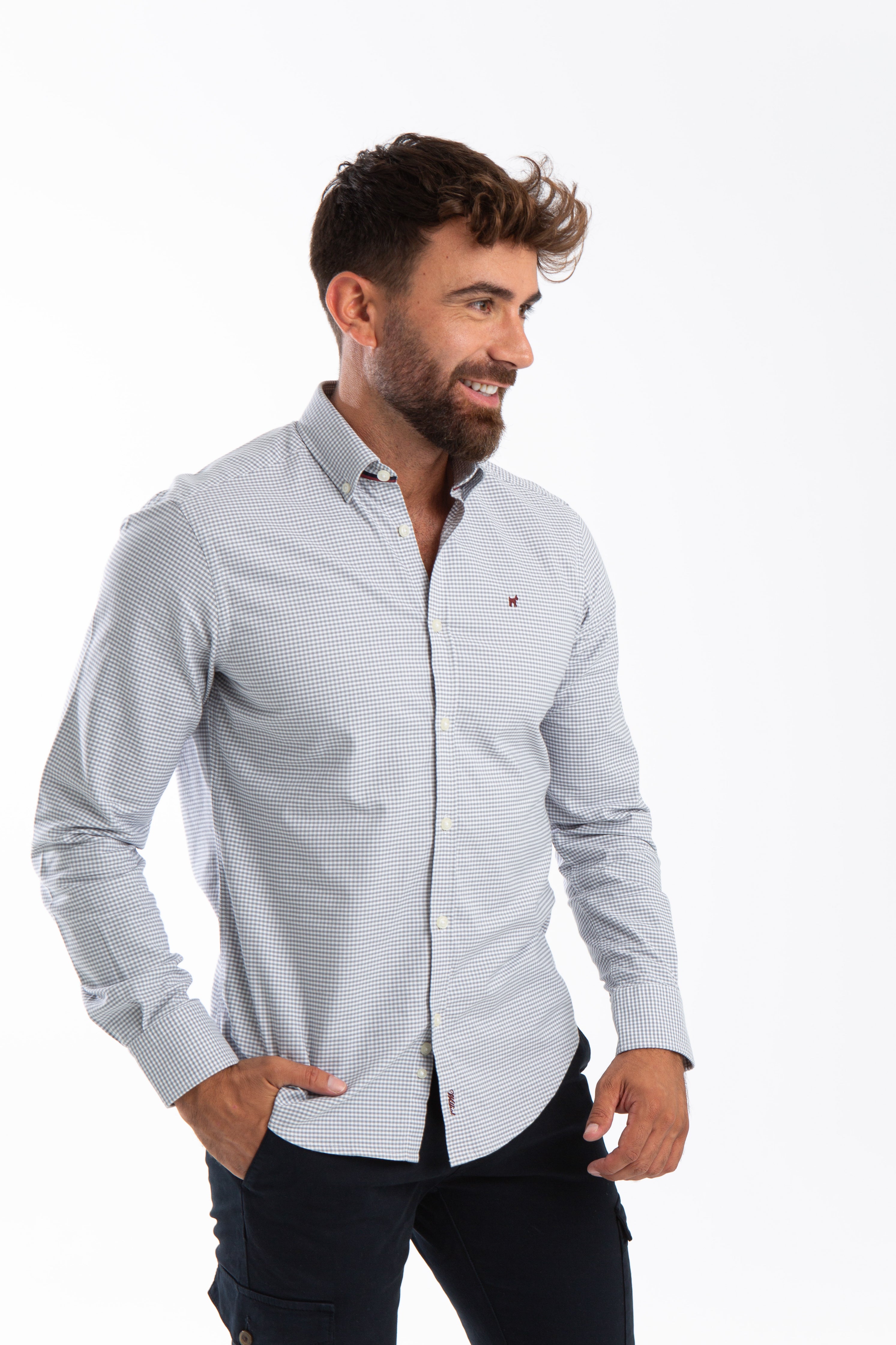 Camisa Vichy Oxford Gris