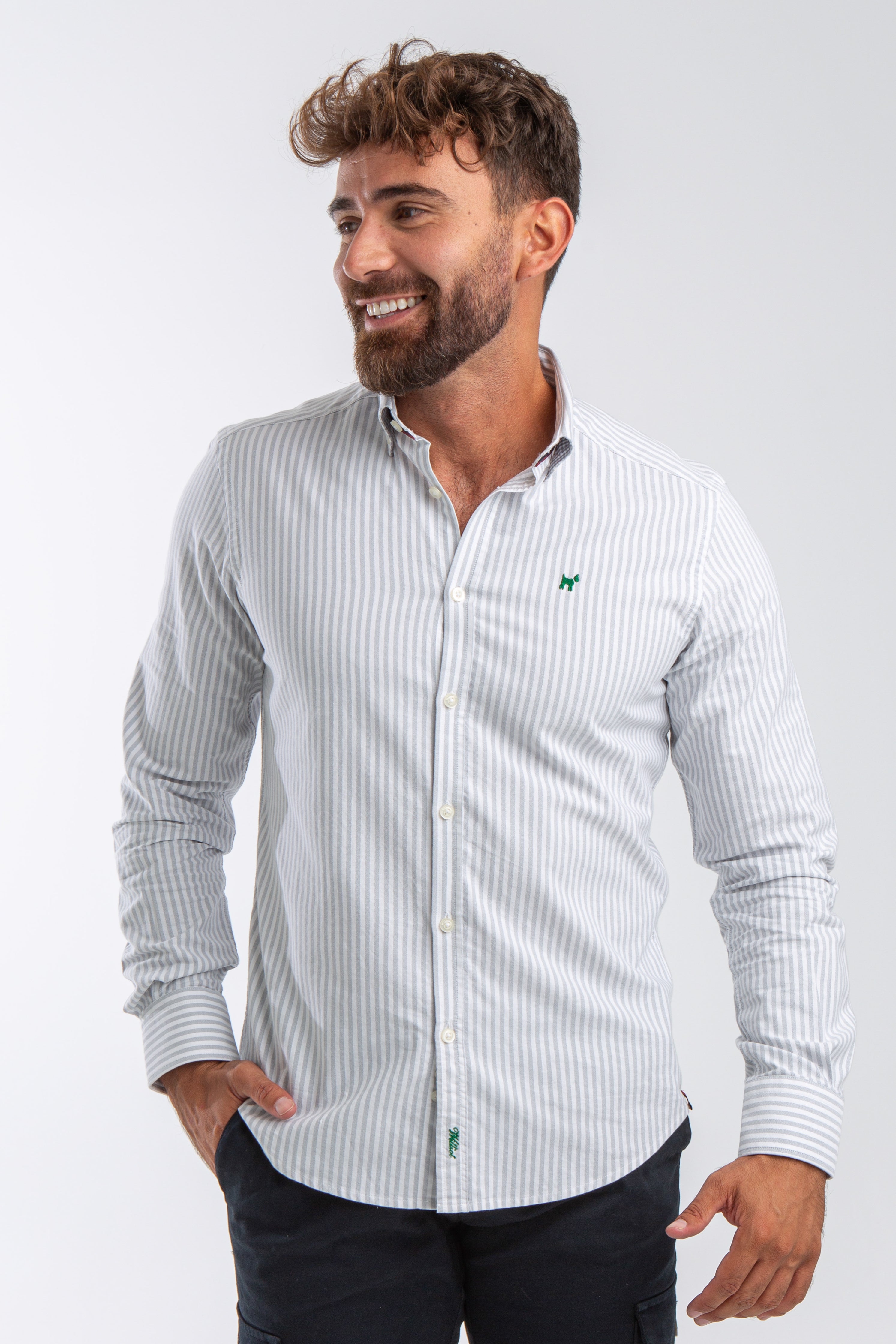 Camisa Raya Oxford Gris Slim Fit
