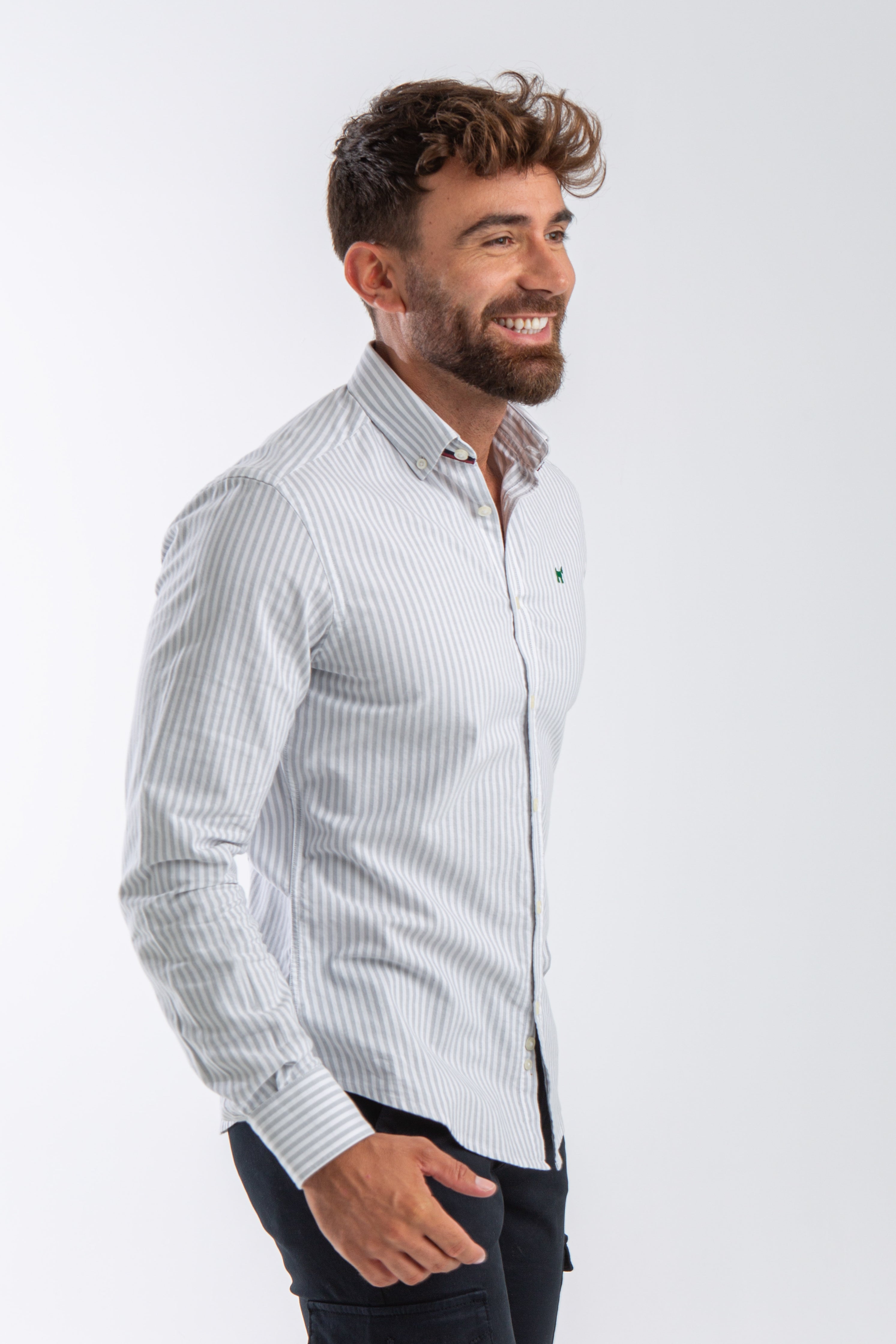 Camisa Raya Oxford Gris Slim Fit