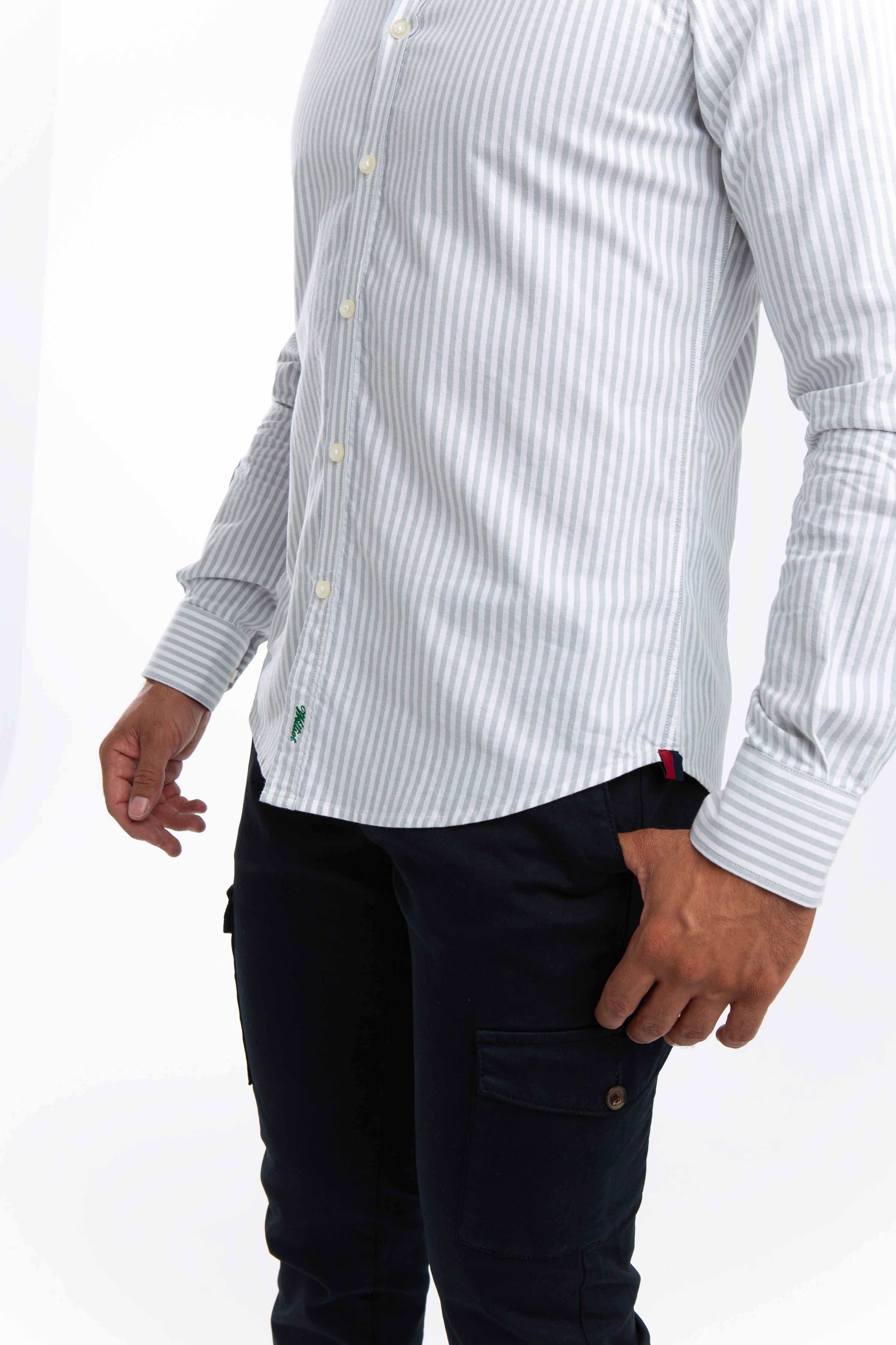 Camisa Raya Oxford Gris Slim Fit