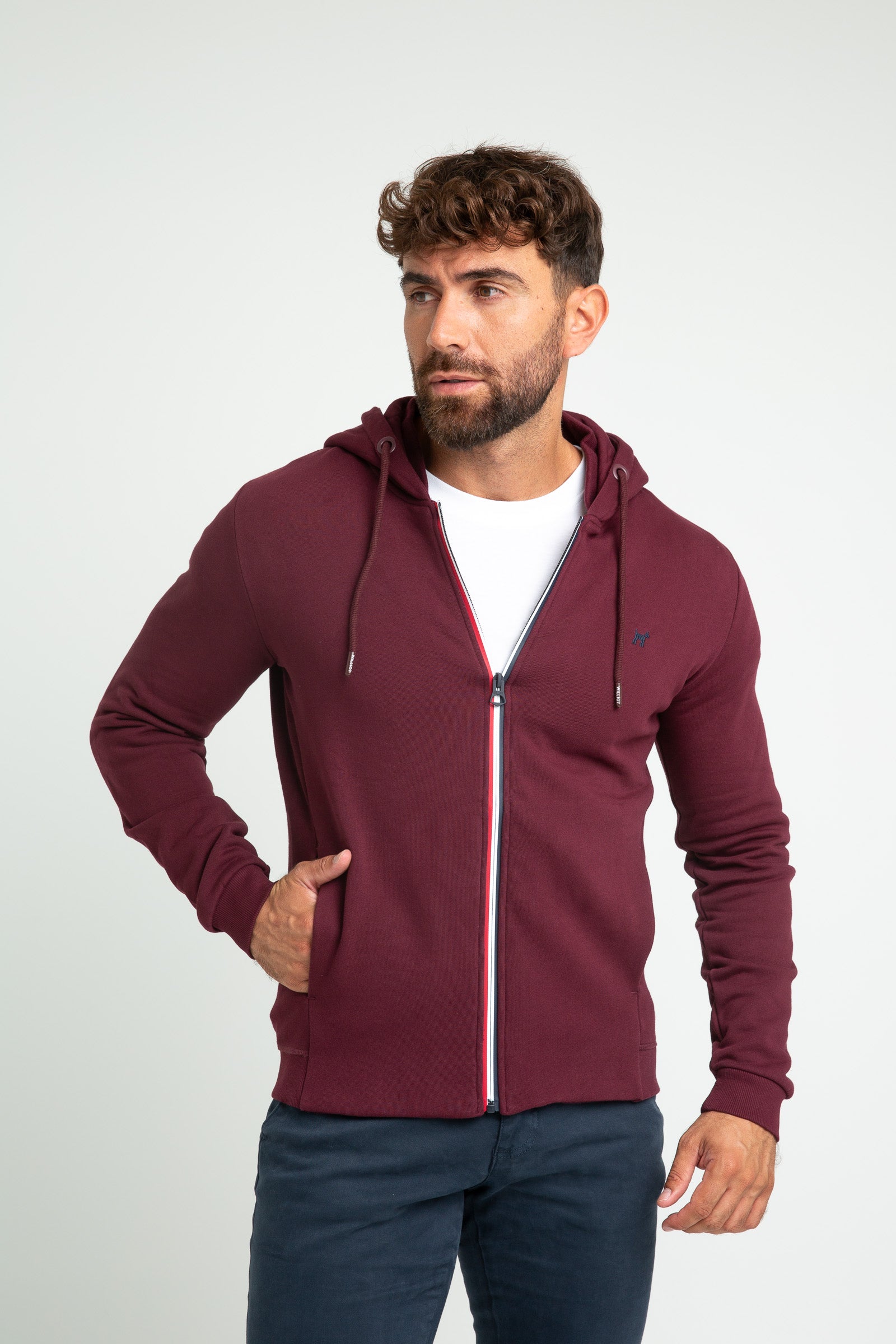 Sudadera Williot con Cremallera Burdeos