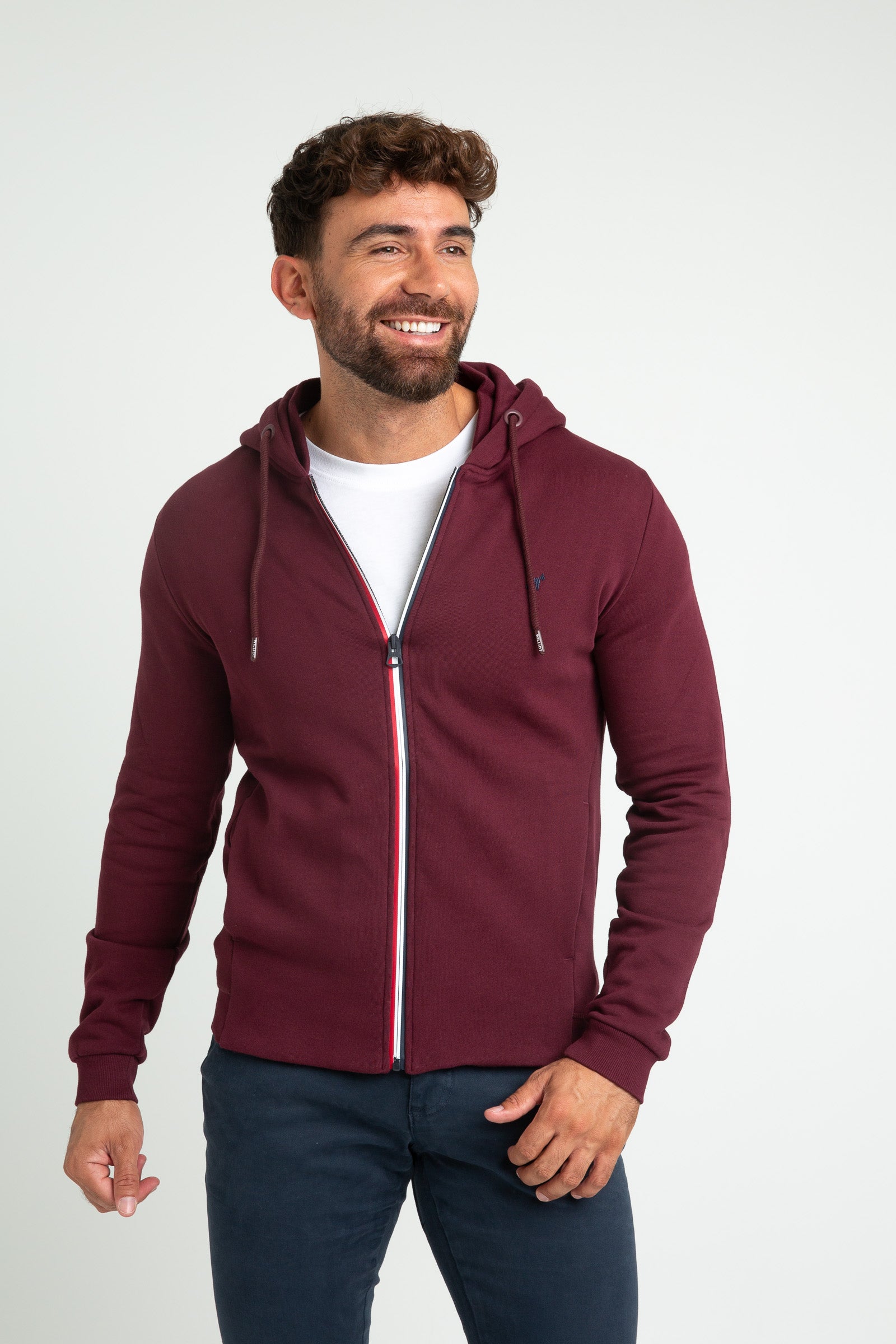 Sudadera Williot con Cremallera Burdeos