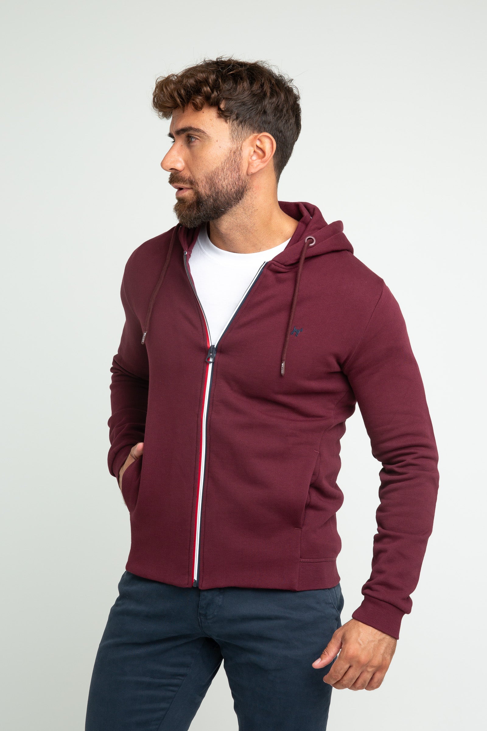 Sudadera Williot con Cremallera Burdeos