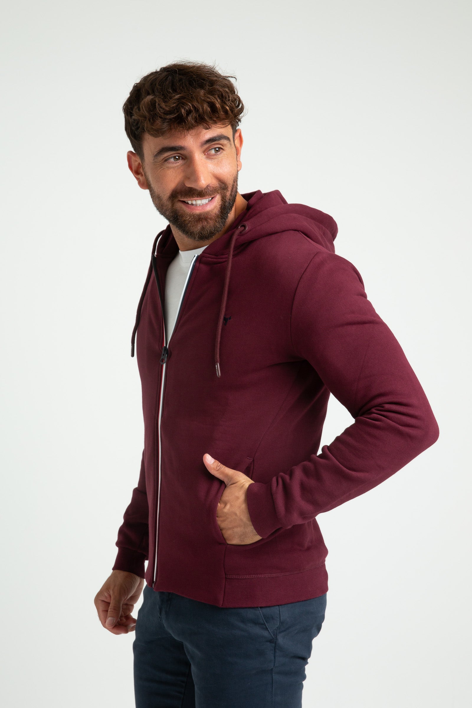 Sudadera Williot con Cremallera Burdeos