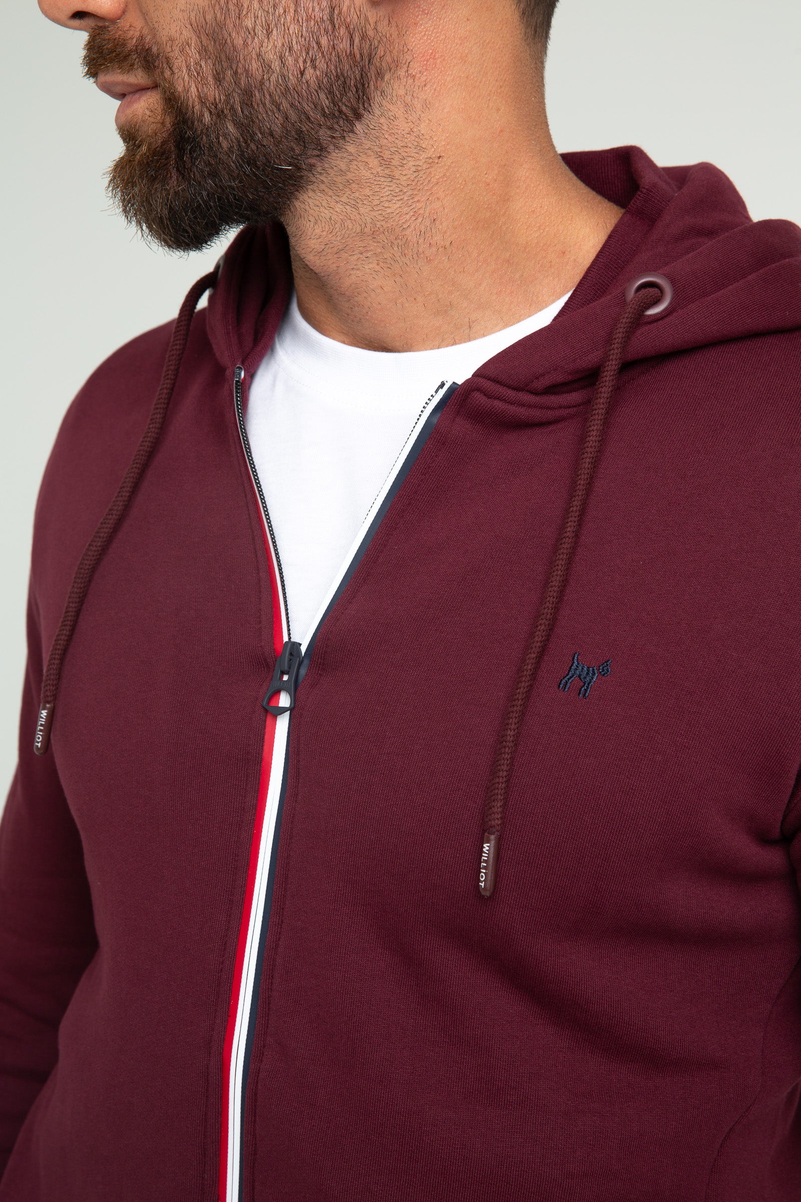 Sudadera Williot con Cremallera Burdeos