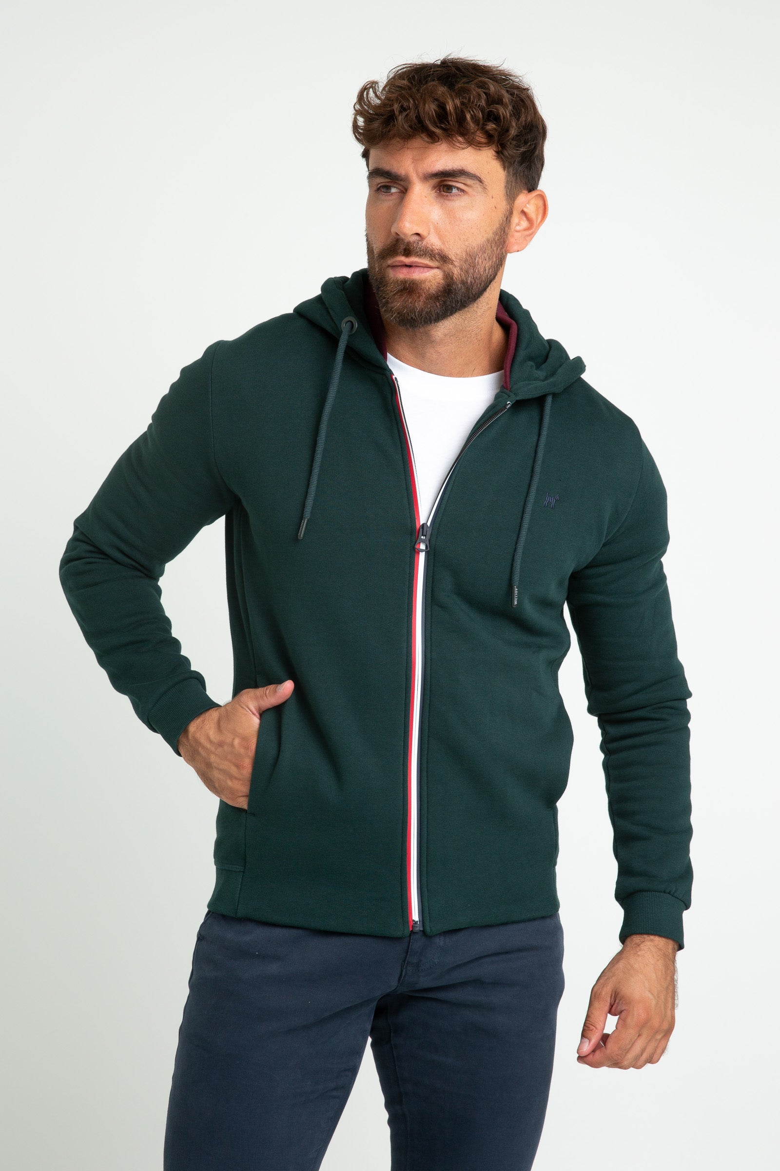 Sudadera Williot con Cremallera Verde Botella
