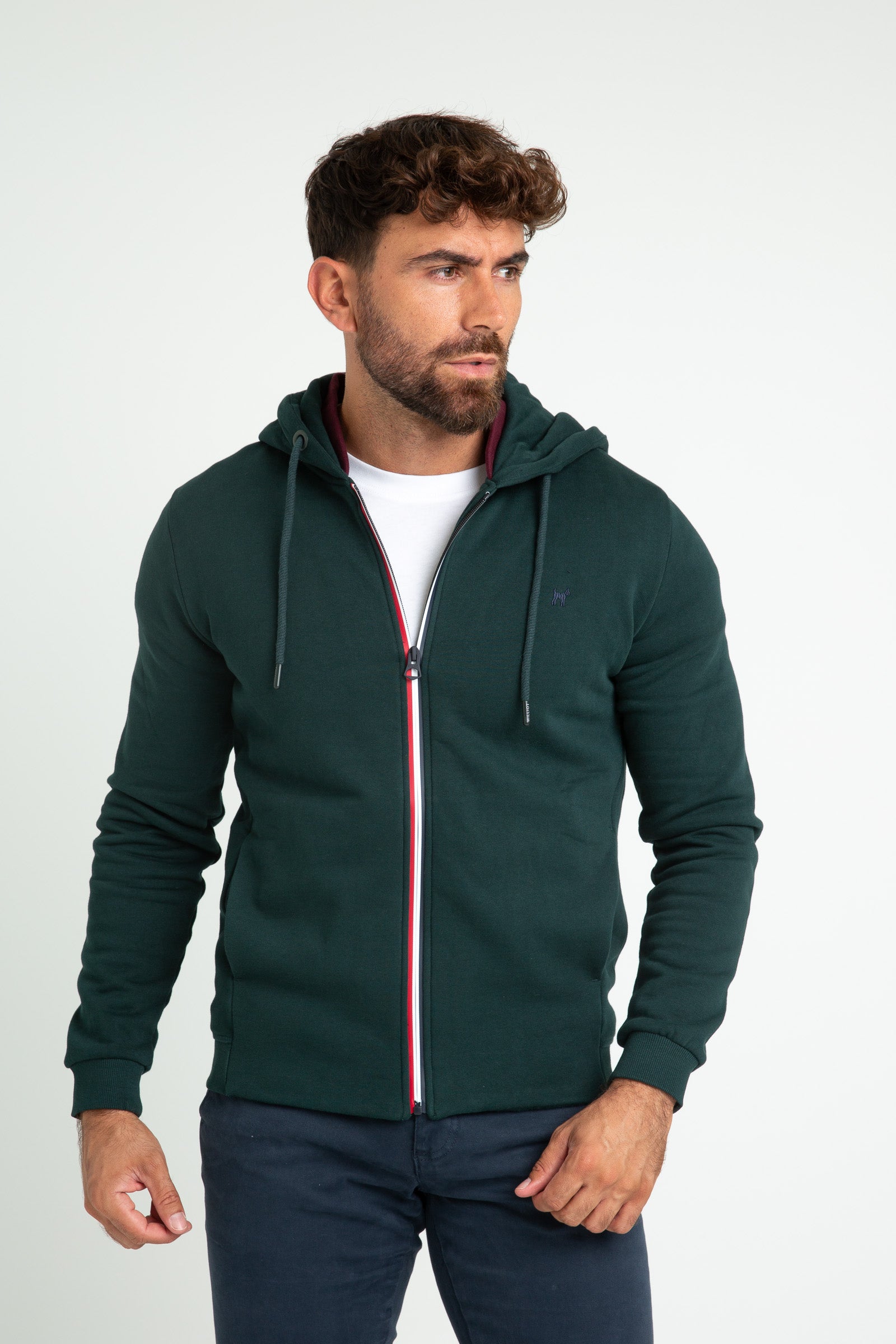 Sudadera Williot con Cremallera Verde Botella