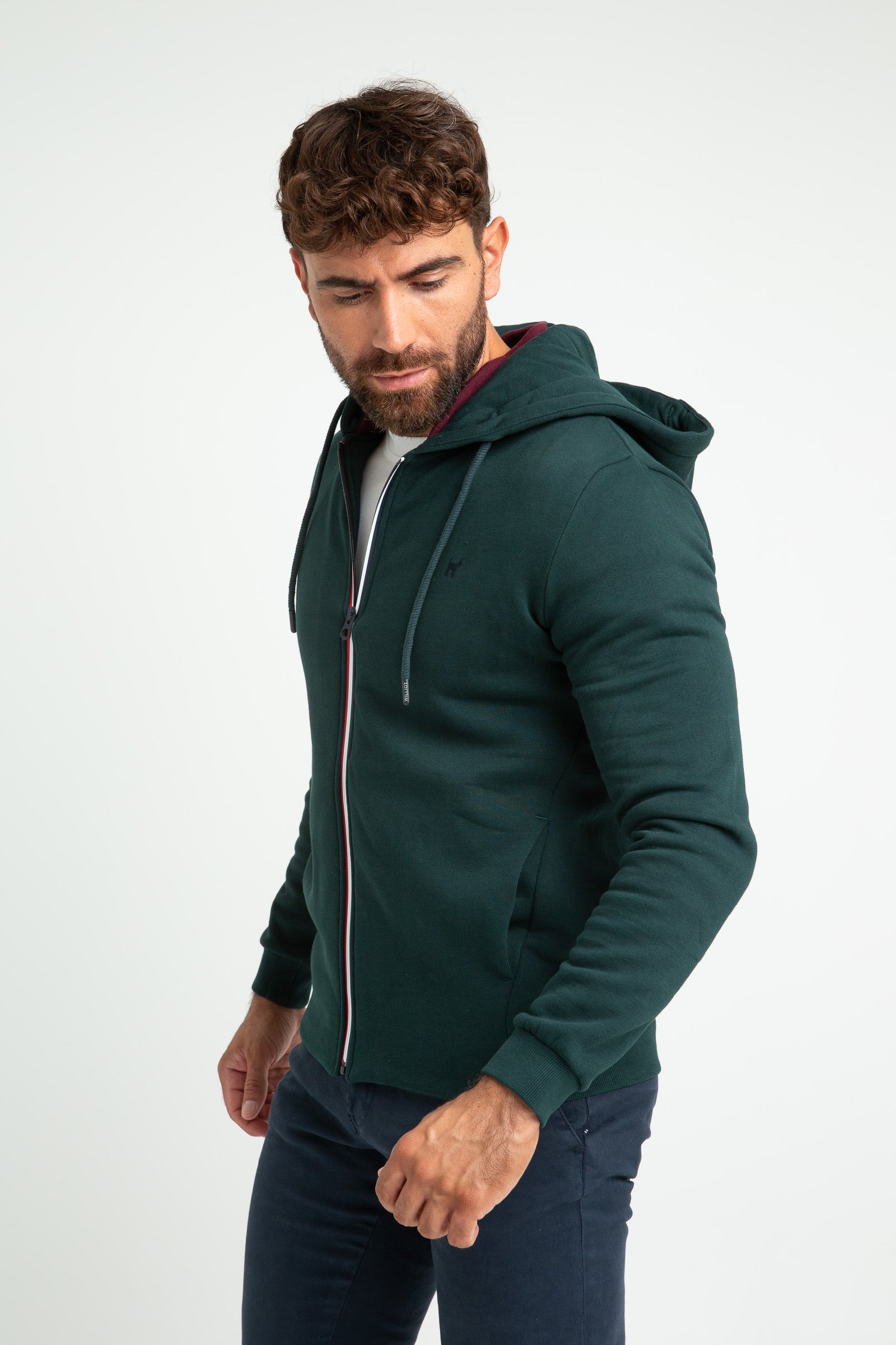 Sudadera Williot con Cremallera Verde Botella