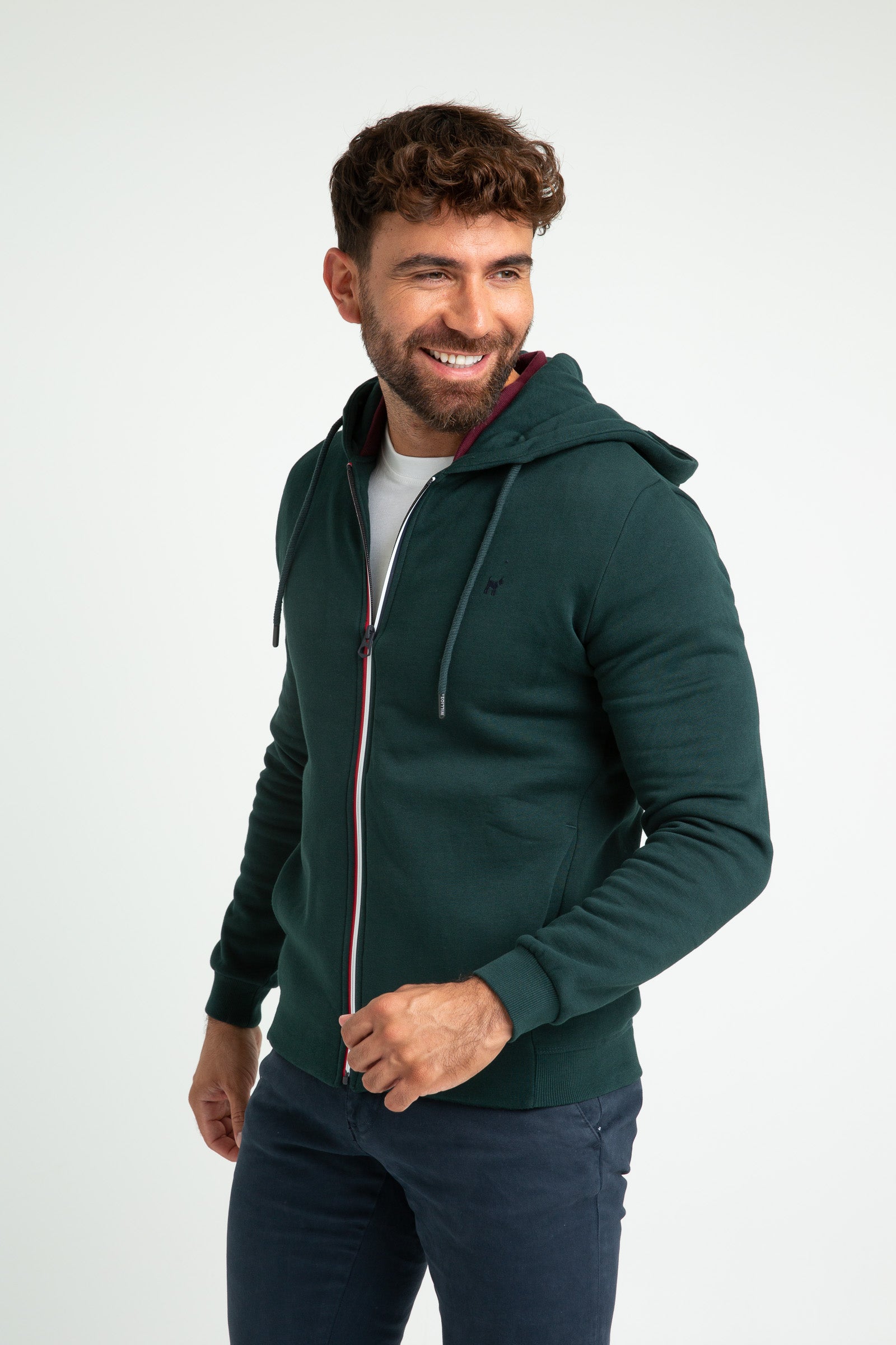 Sudadera Williot con Cremallera Verde Botella