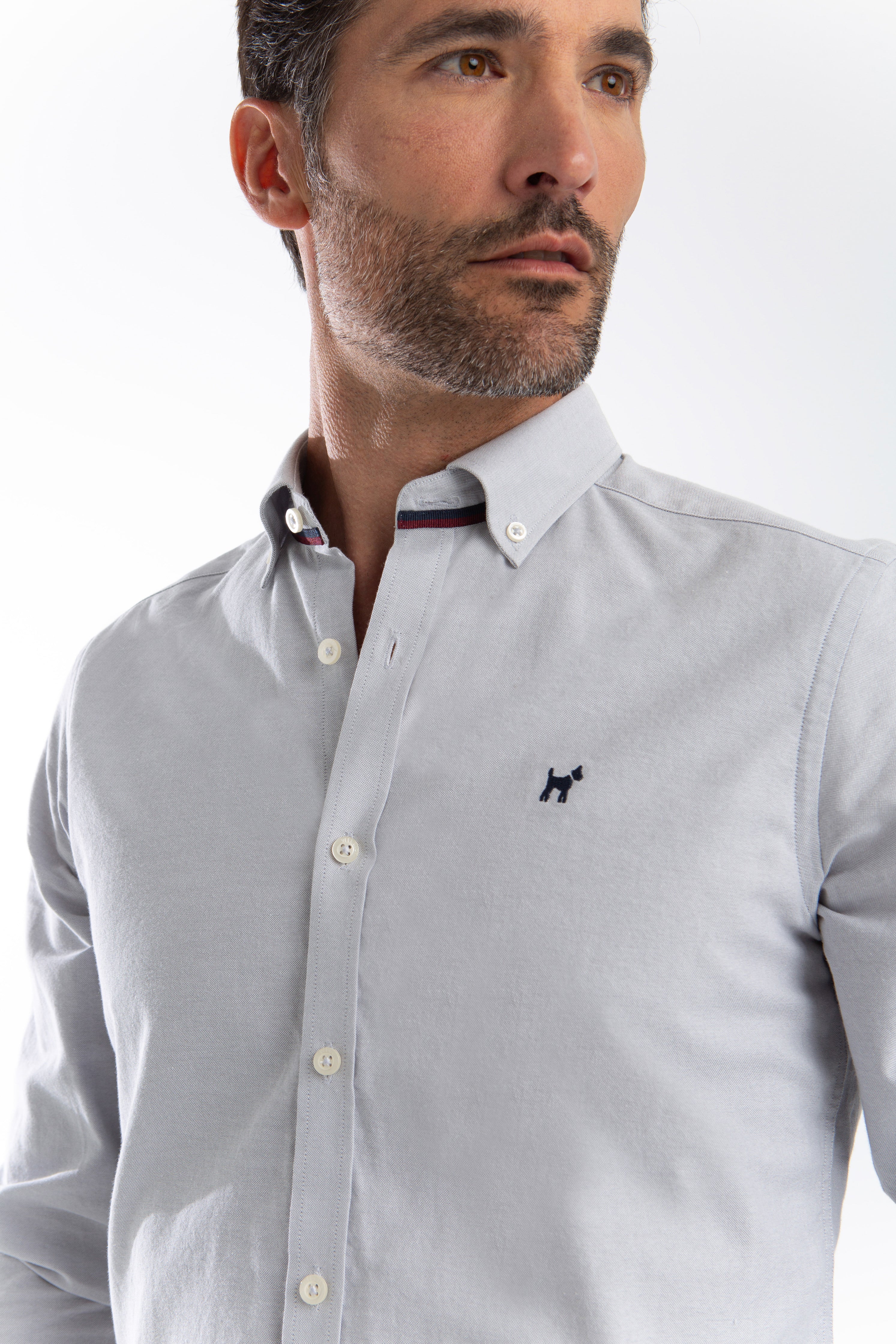 Camisa Oxford Gris Slim Fit
