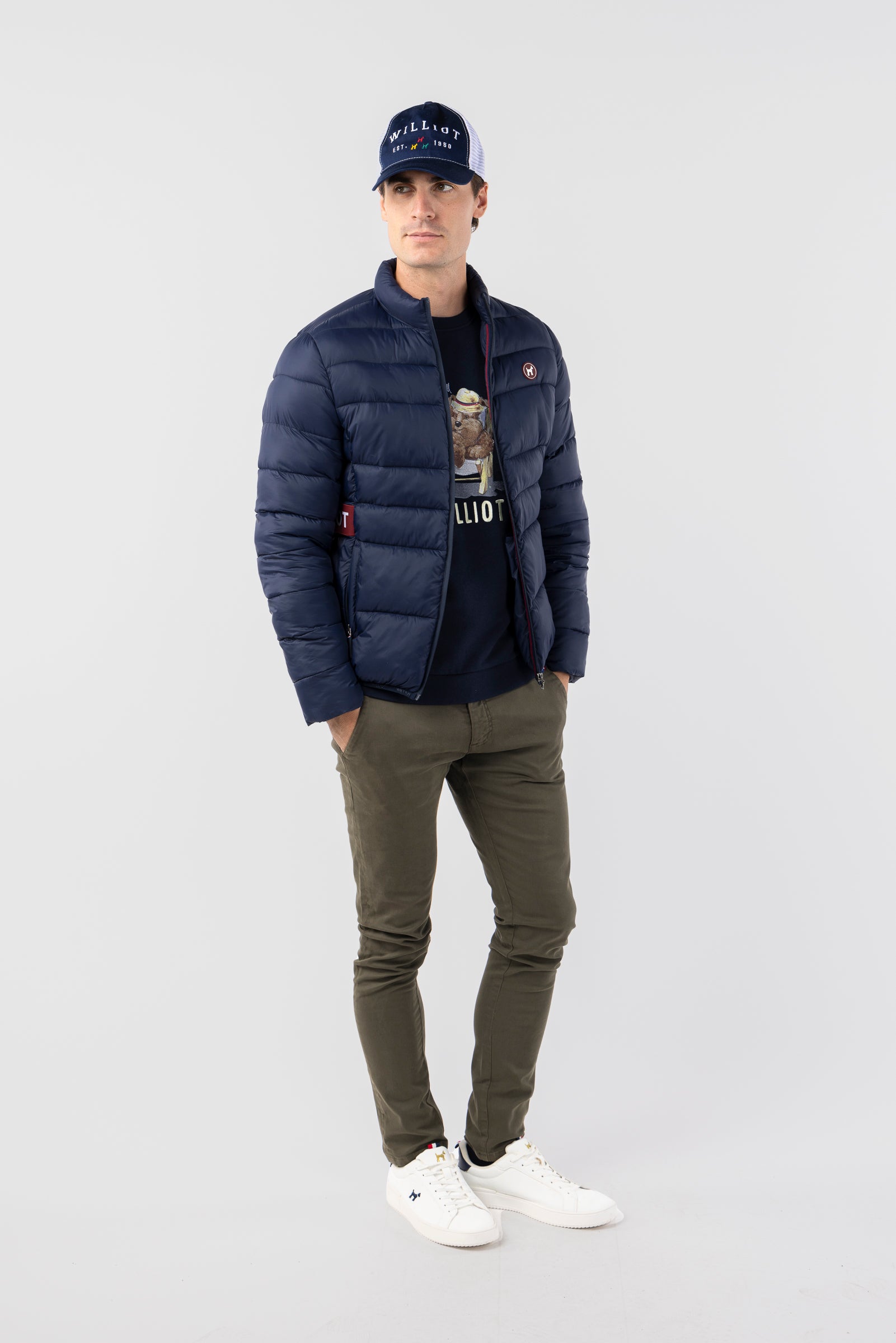 Chaqueta Acolchada Con Cinturilla Elástica Marino