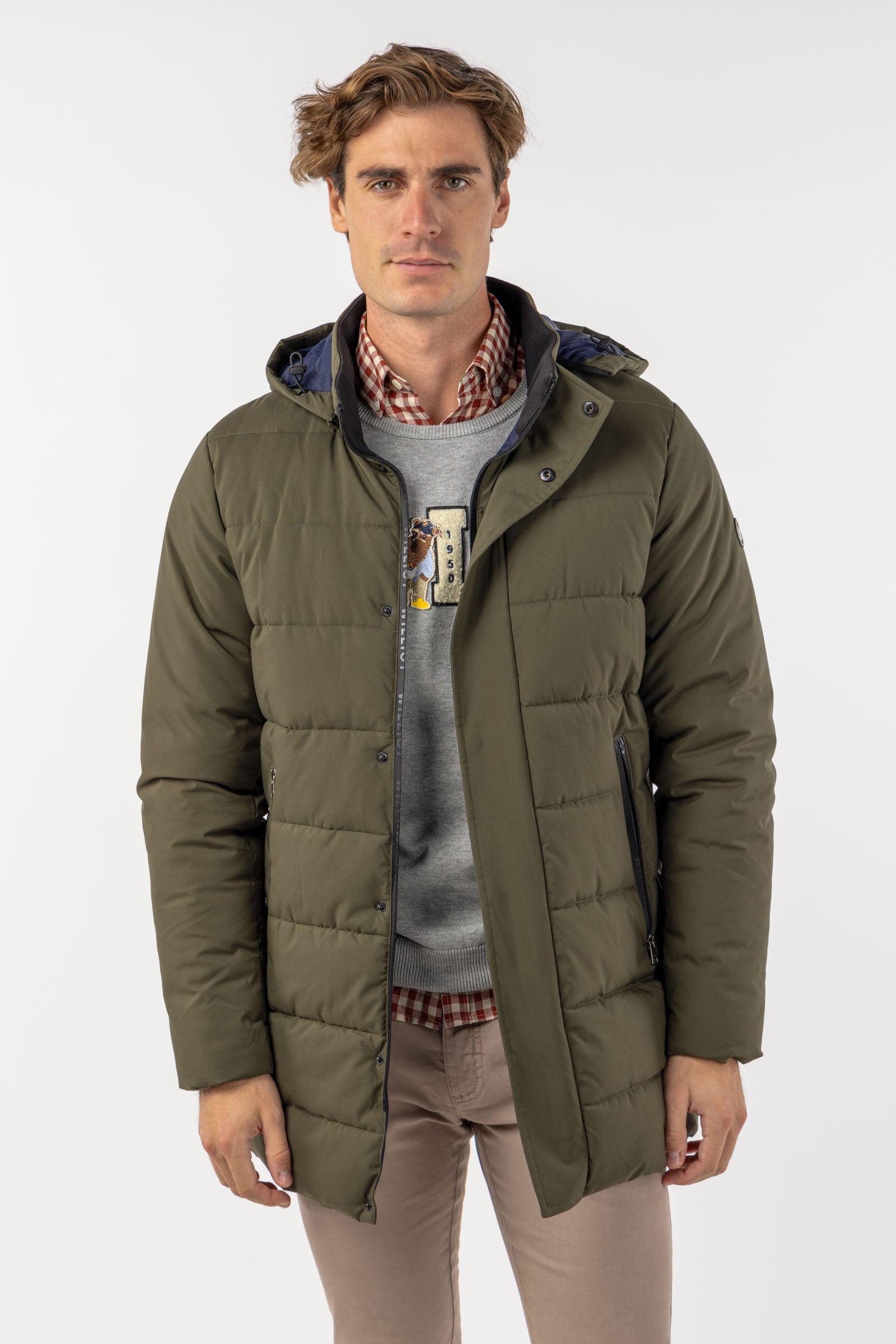 Parka Larga Tejido Técnico Khaki
