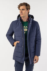 Parka Larga Tejido Técnico Marino