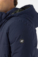 Parka Larga Tejido Técnico Marino