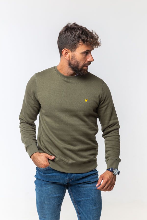 Sudadera Orgánica Bordada Verde Khaki