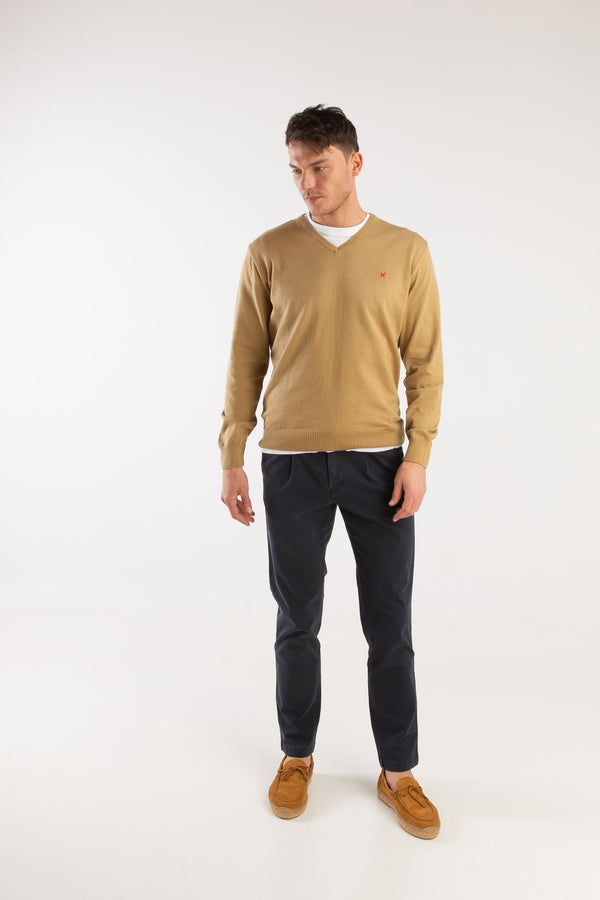 Jersey Cuello Pico Camel