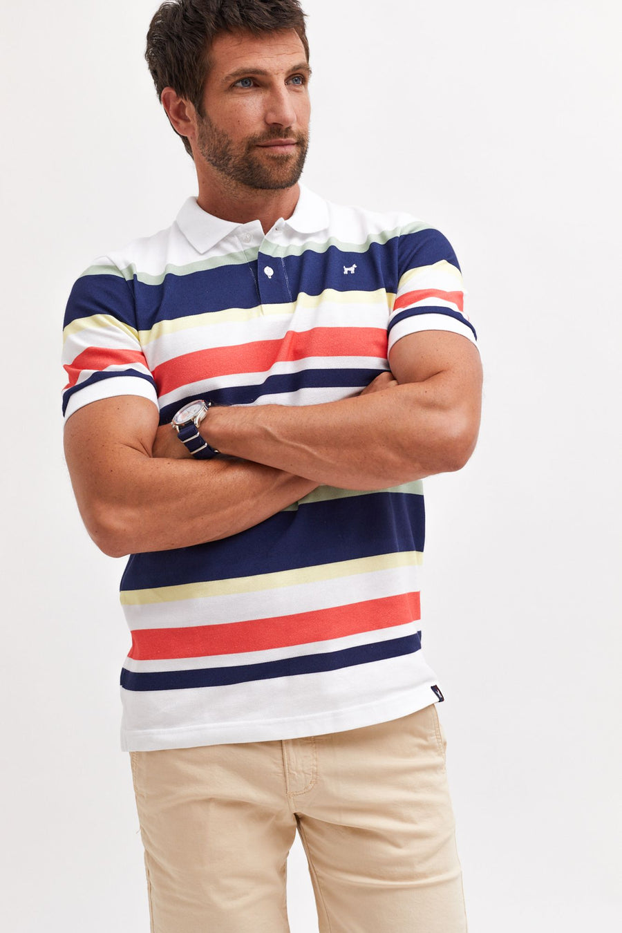 Polo Rayas Blanco