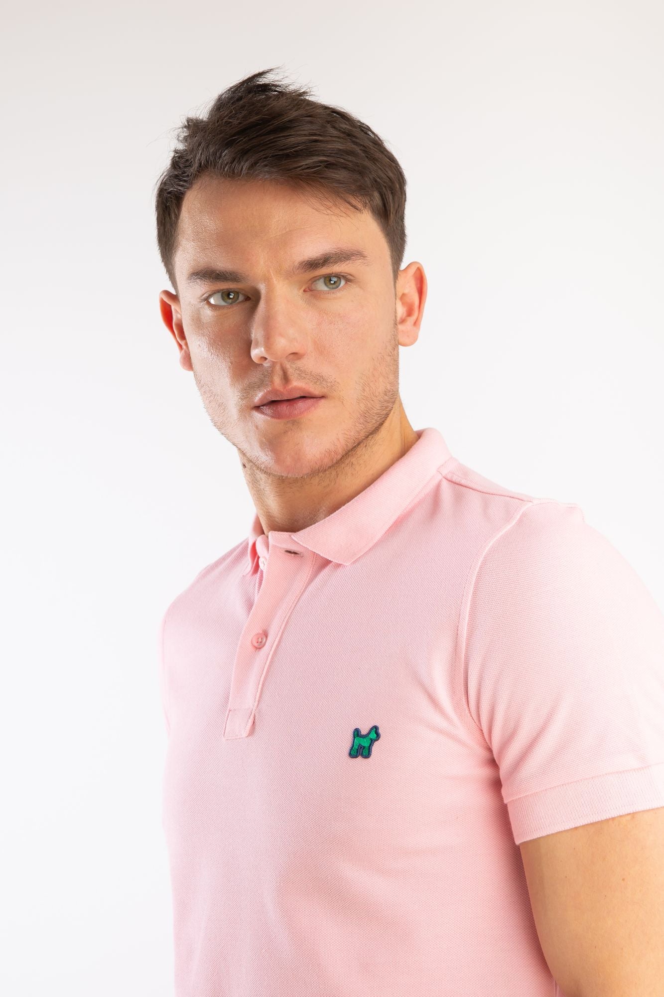 Polo Slim Liso Rosa