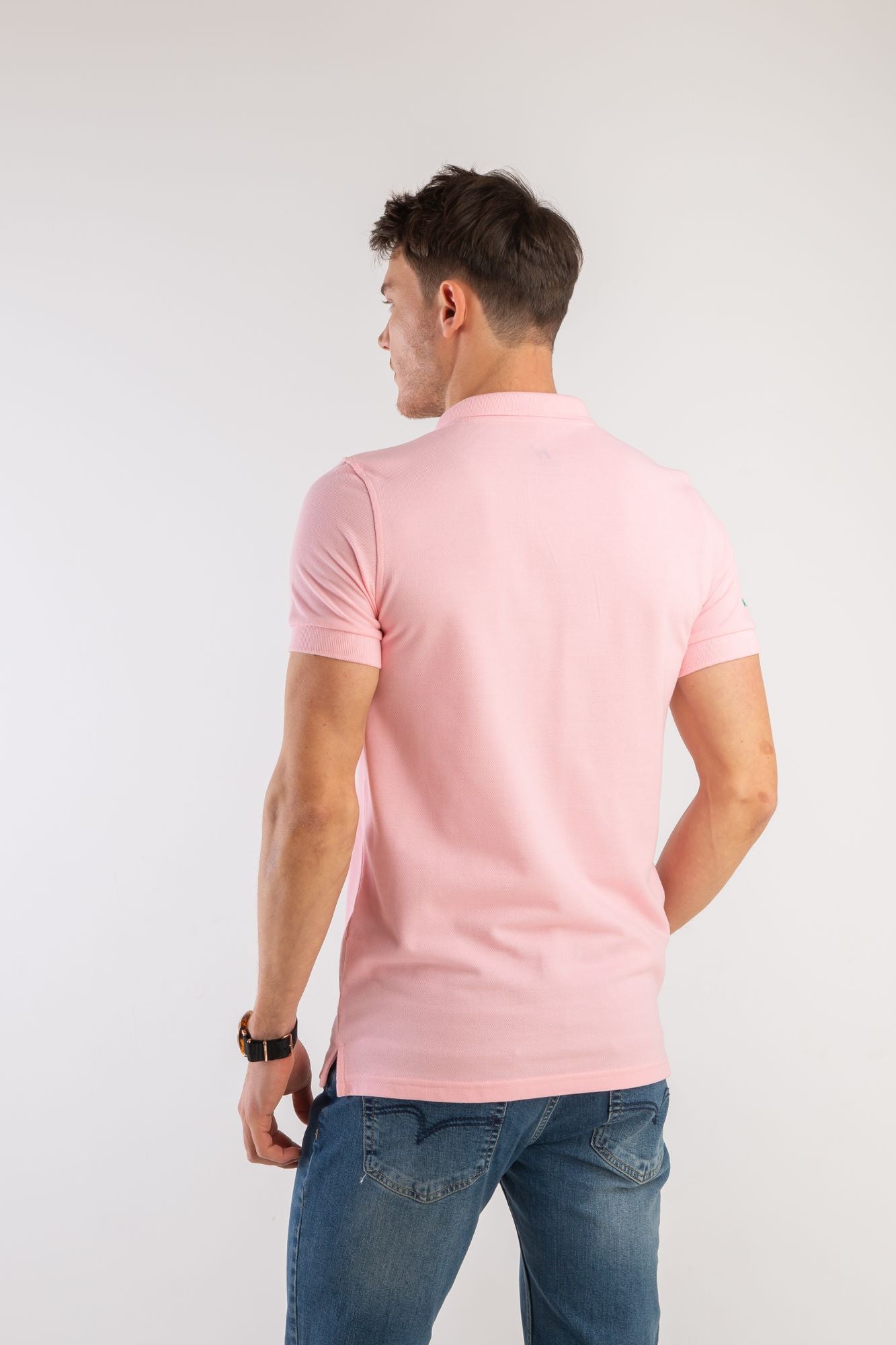 Polo Slim Liso Rosa