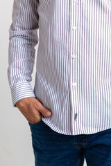 Camisa Raya Fina Oxford Burdeos Slim Fit