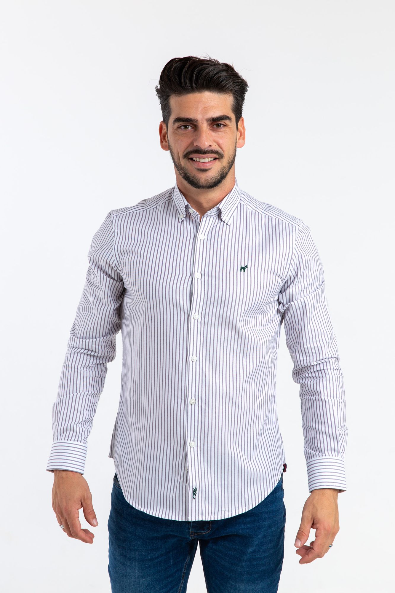 Camisa Raya Fina Oxford Burdeos Slim Fit