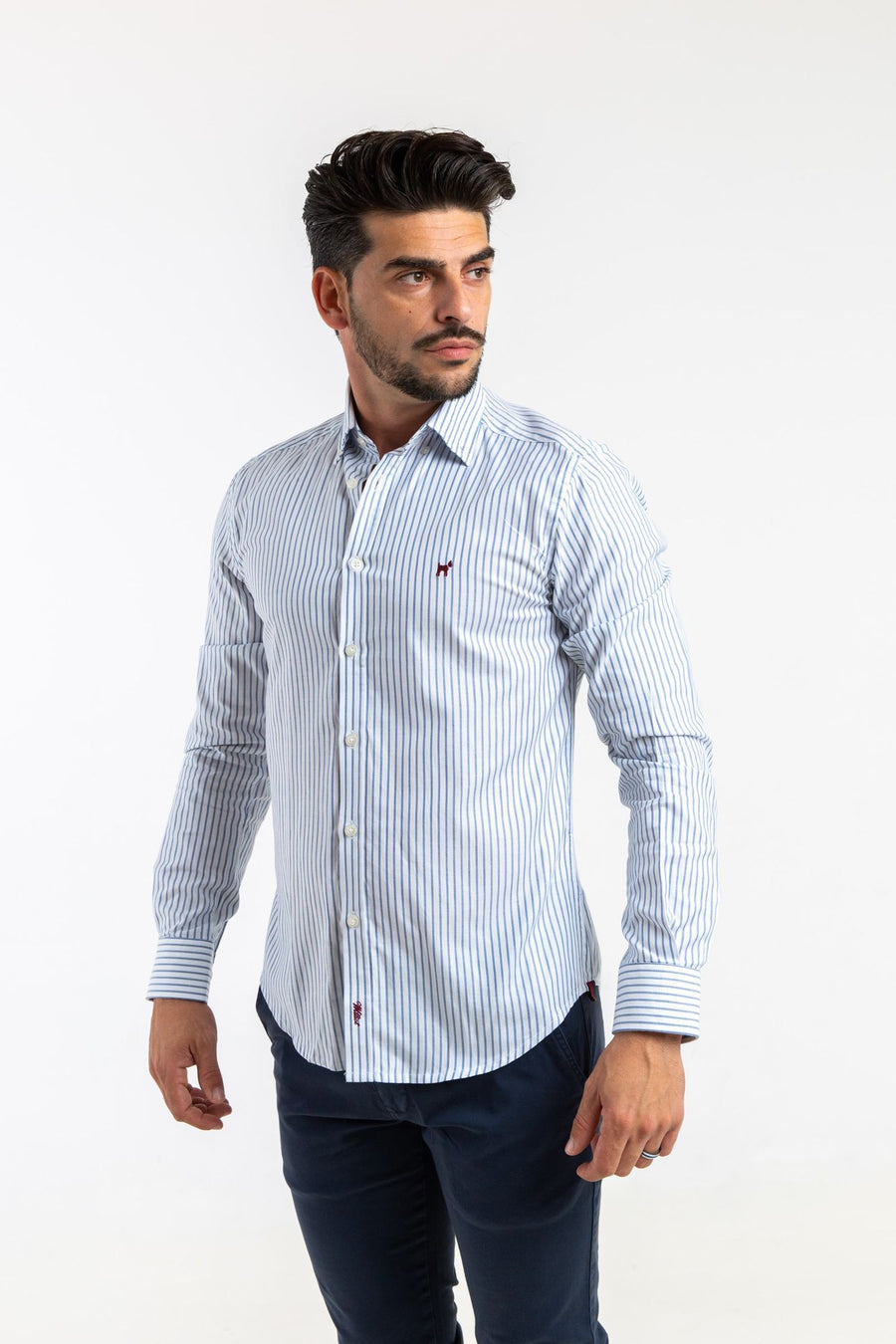 Camisa Raya Fina Oxford Petróleo Slim Fit