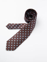Corbata Marrón con Flor Celeste
