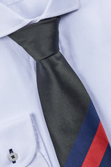 Corbata Grisácea Franja Marino Burdeos