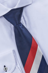 Corbata Marino Franja Marino Burdeos Blanco